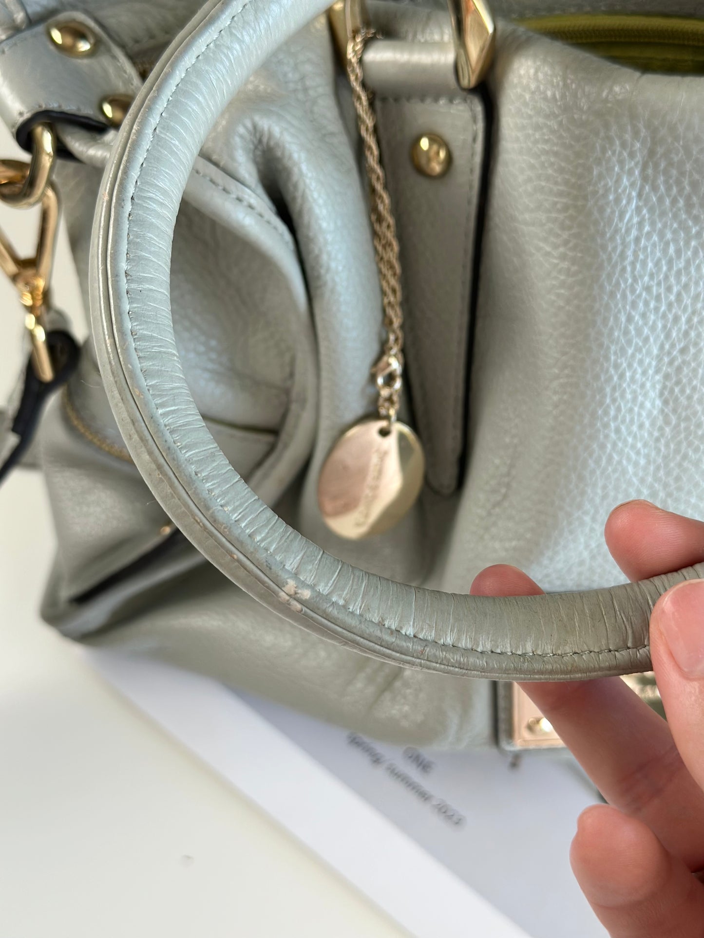 Elegant grey leather handbag from Smith & Canova (England)