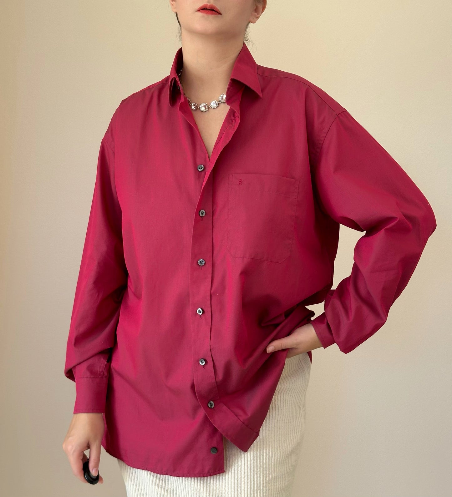 Beautiful vintage men's shirt made of a thin cotton fabric with a light sheen