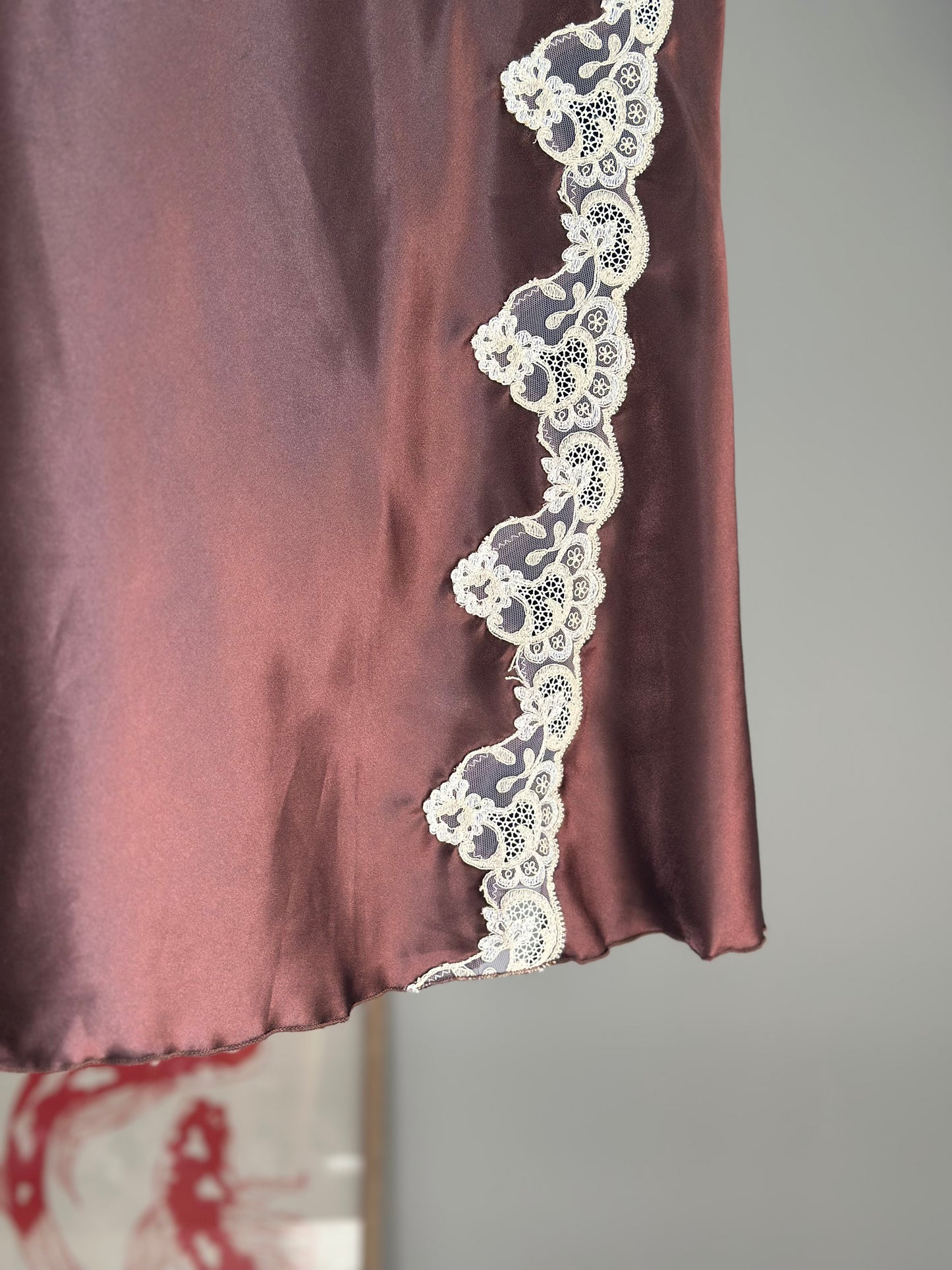 Elegant nightgown in rich brown satin