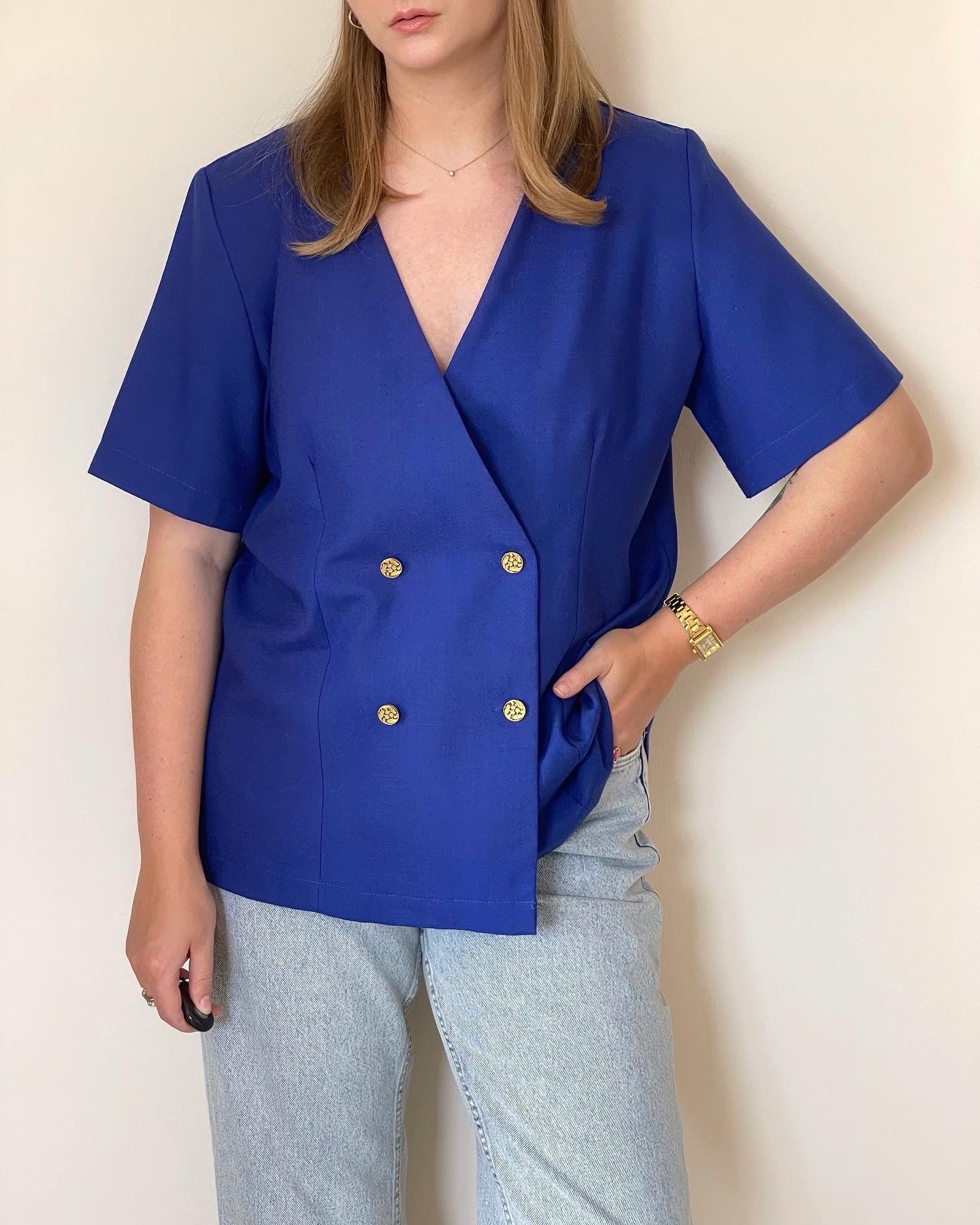 Vintage blouse with beautiful gold-tone buttons