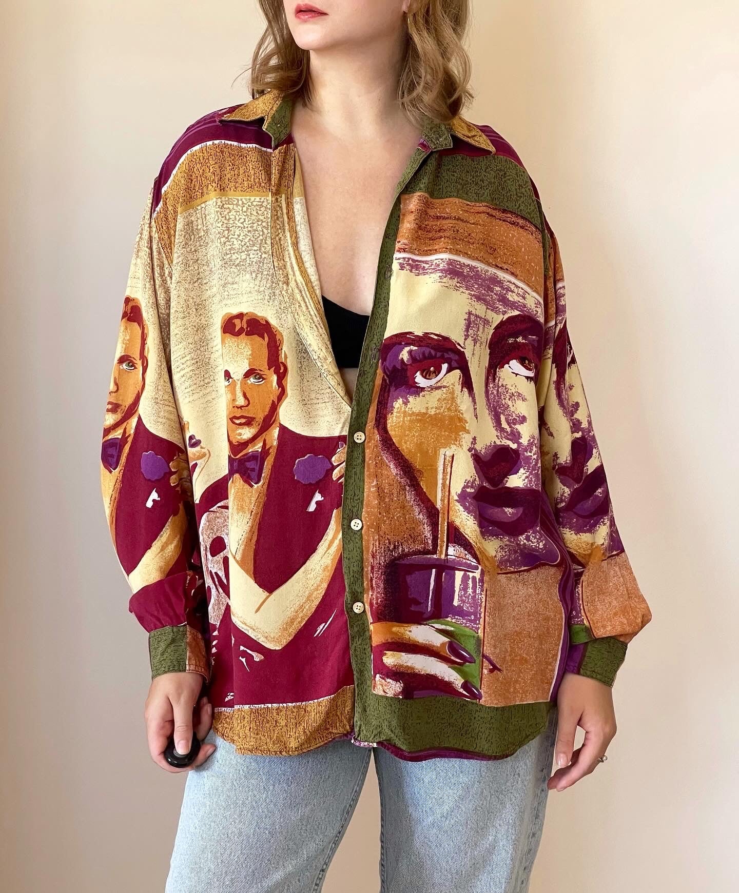 Vintage viscose shirt with extraordinary print