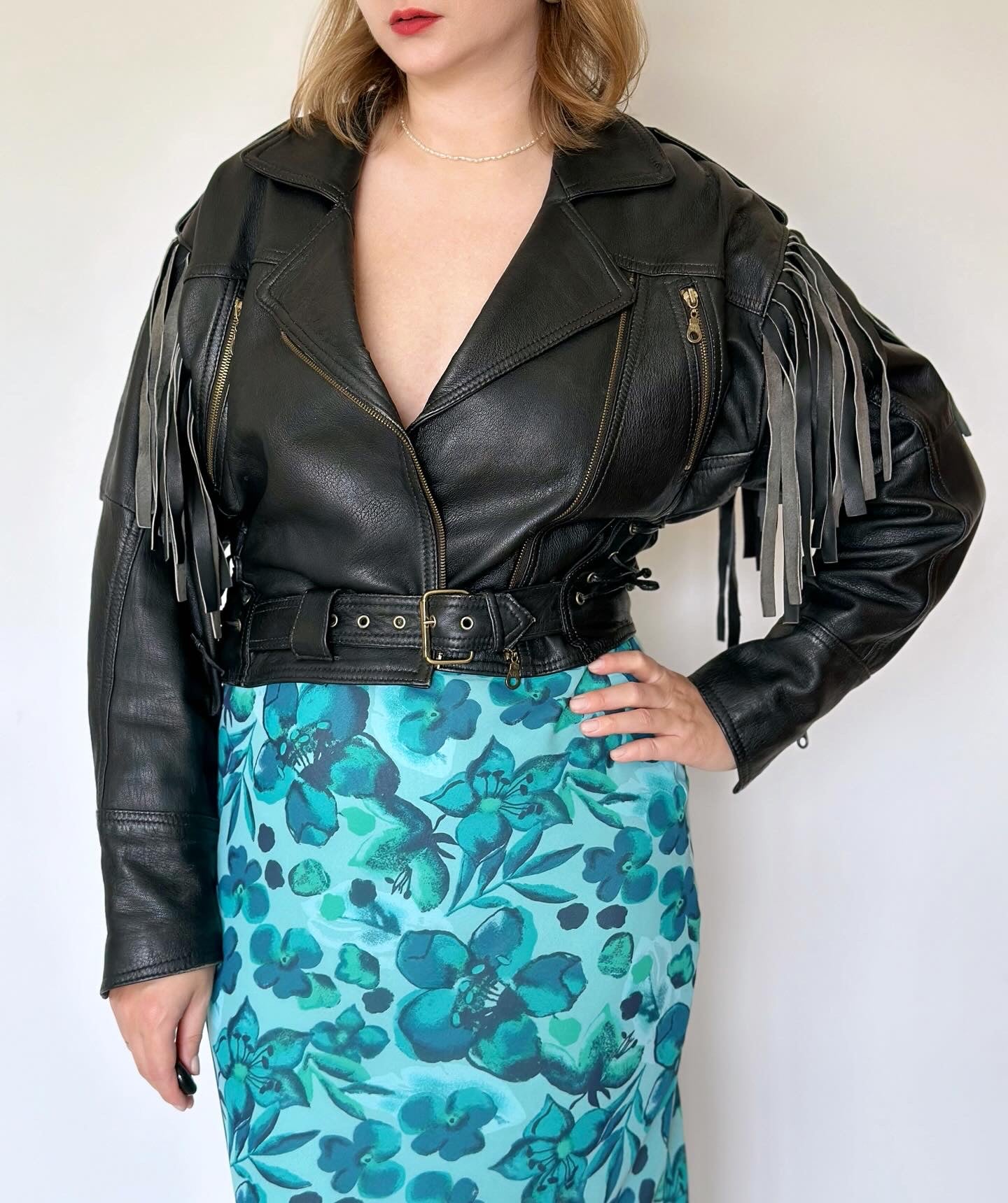 Stunning vintage leather jacket with fringe