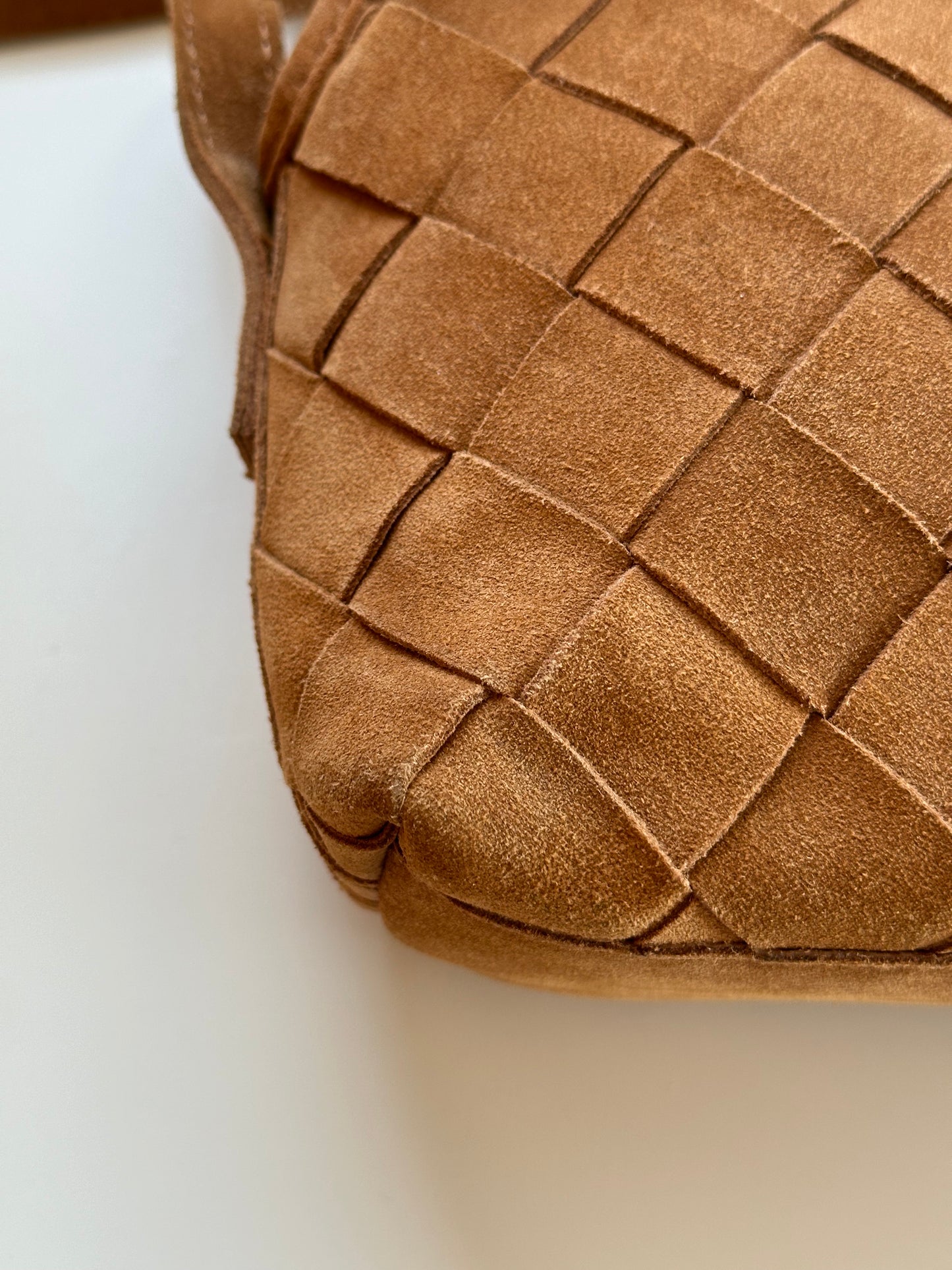 Suede caramel bag