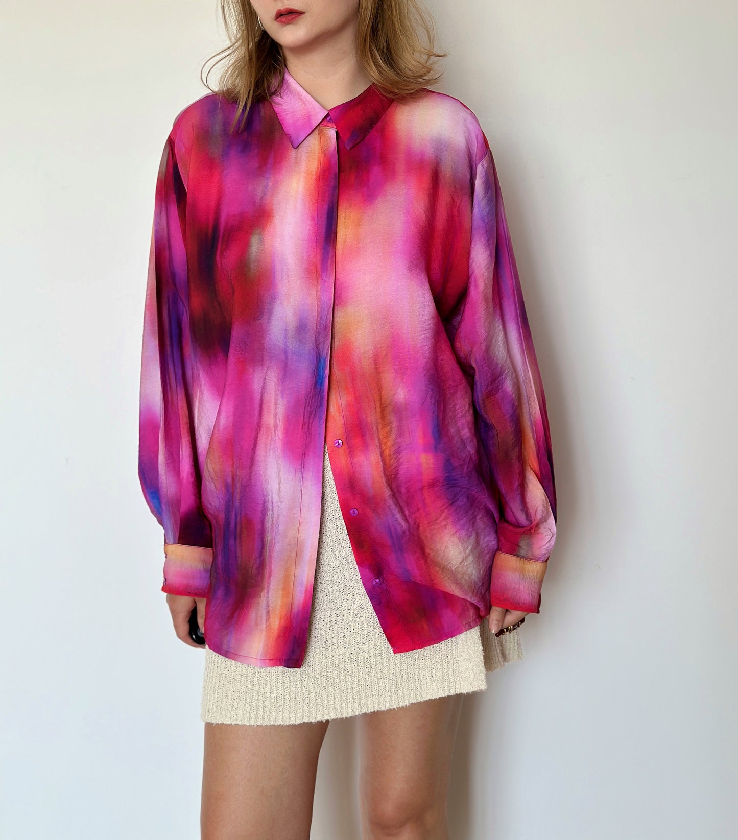 Amazing viscose pink oversized shirt