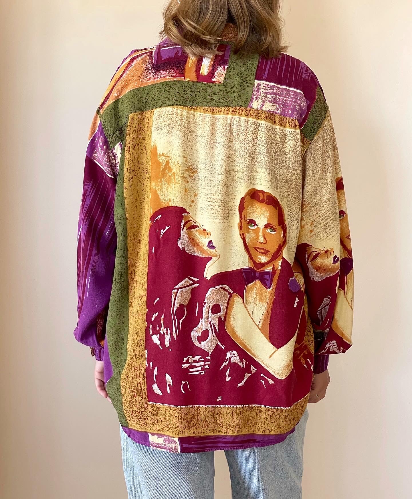Vintage viscose shirt with extraordinary print