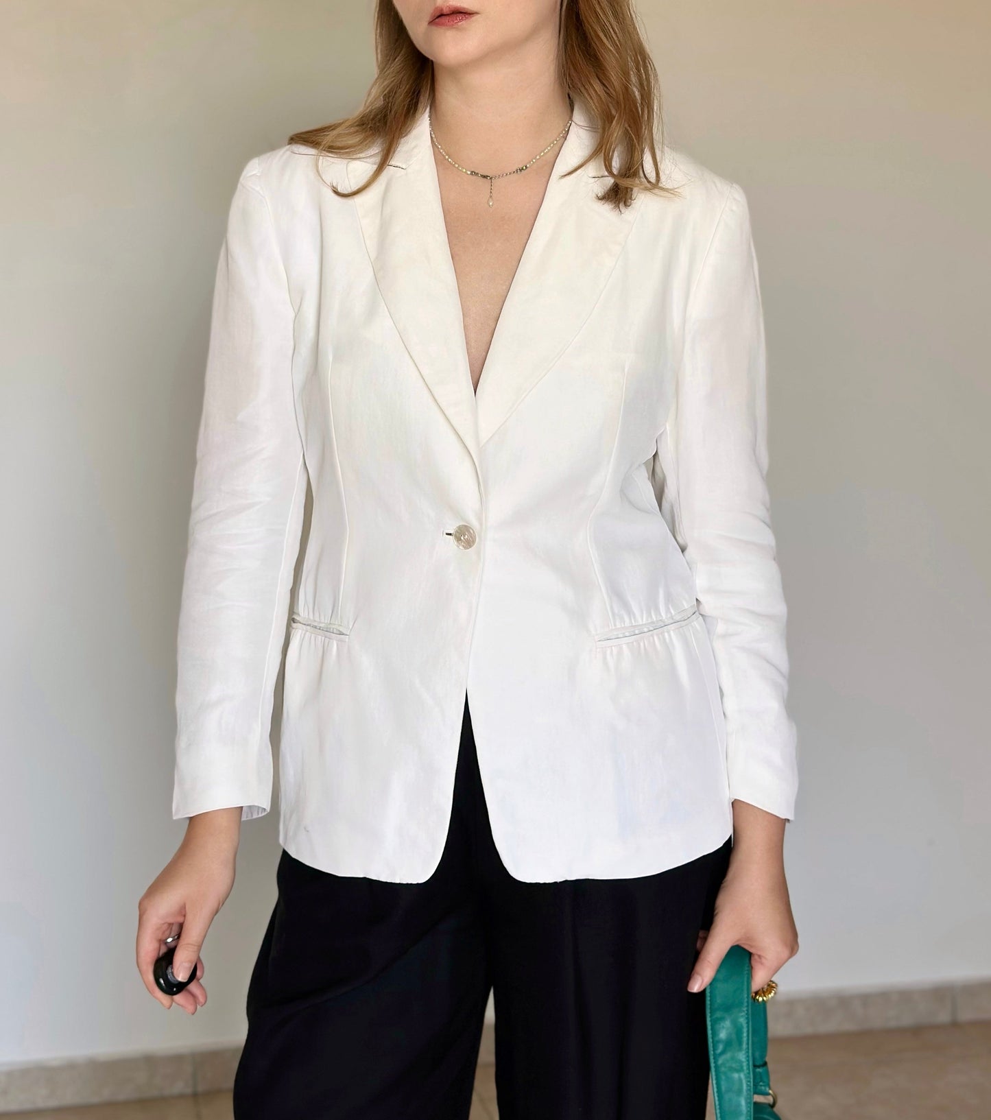 Vintage linen blend blazer Max Mara