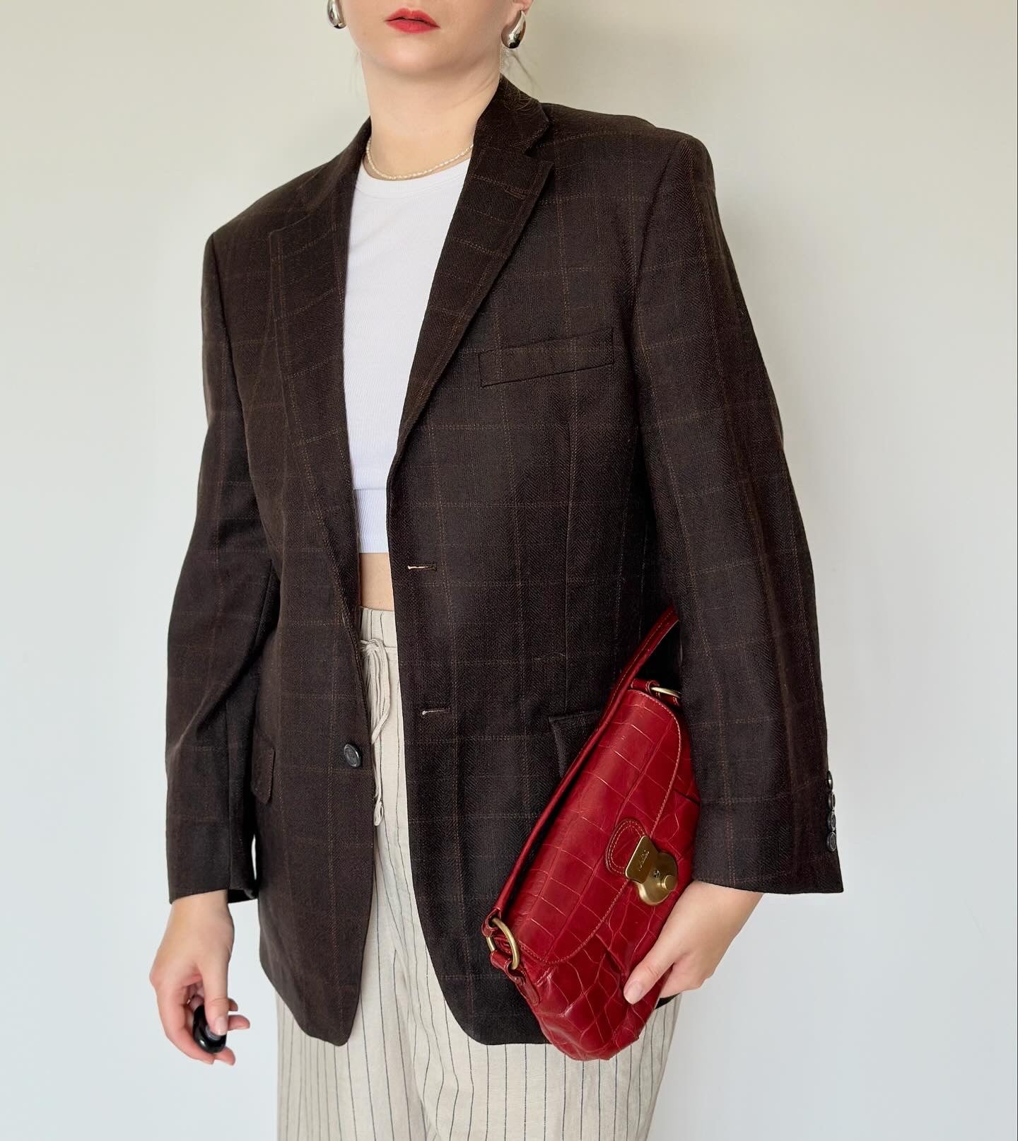 Vintage oversized wool plaid blazer