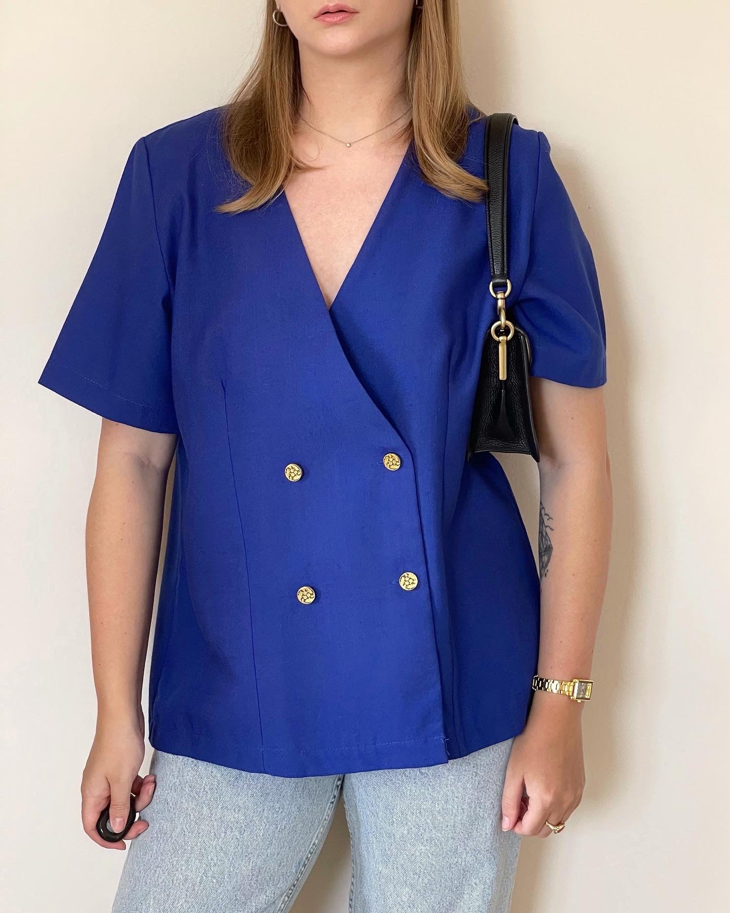 Vintage blouse with beautiful gold-tone buttons
