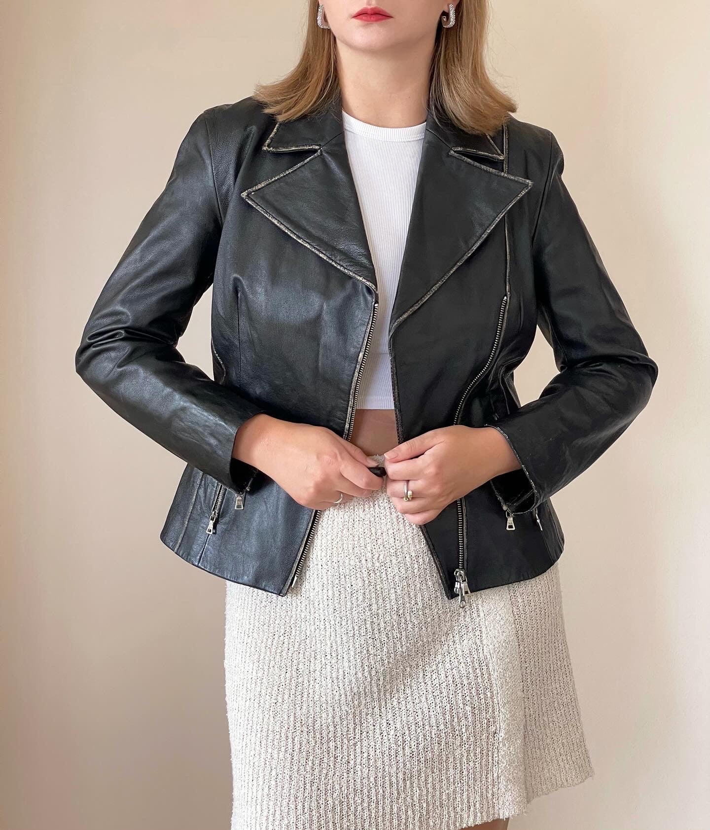 Stunning vintage distressed leather jacket Marc Aurel