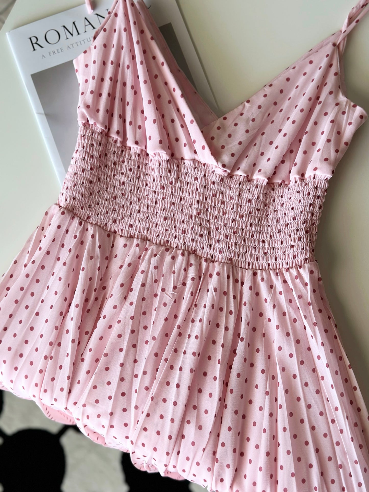 Feminine polka dot sundress from Y2K era