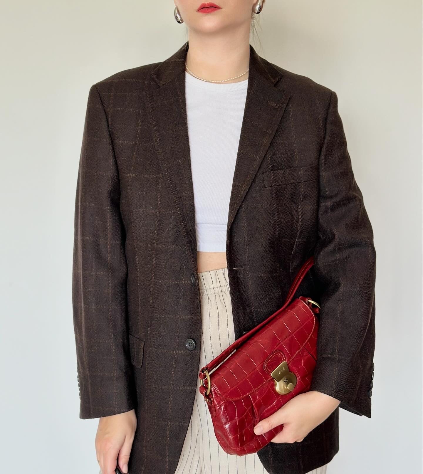 Vintage oversized wool plaid blazer