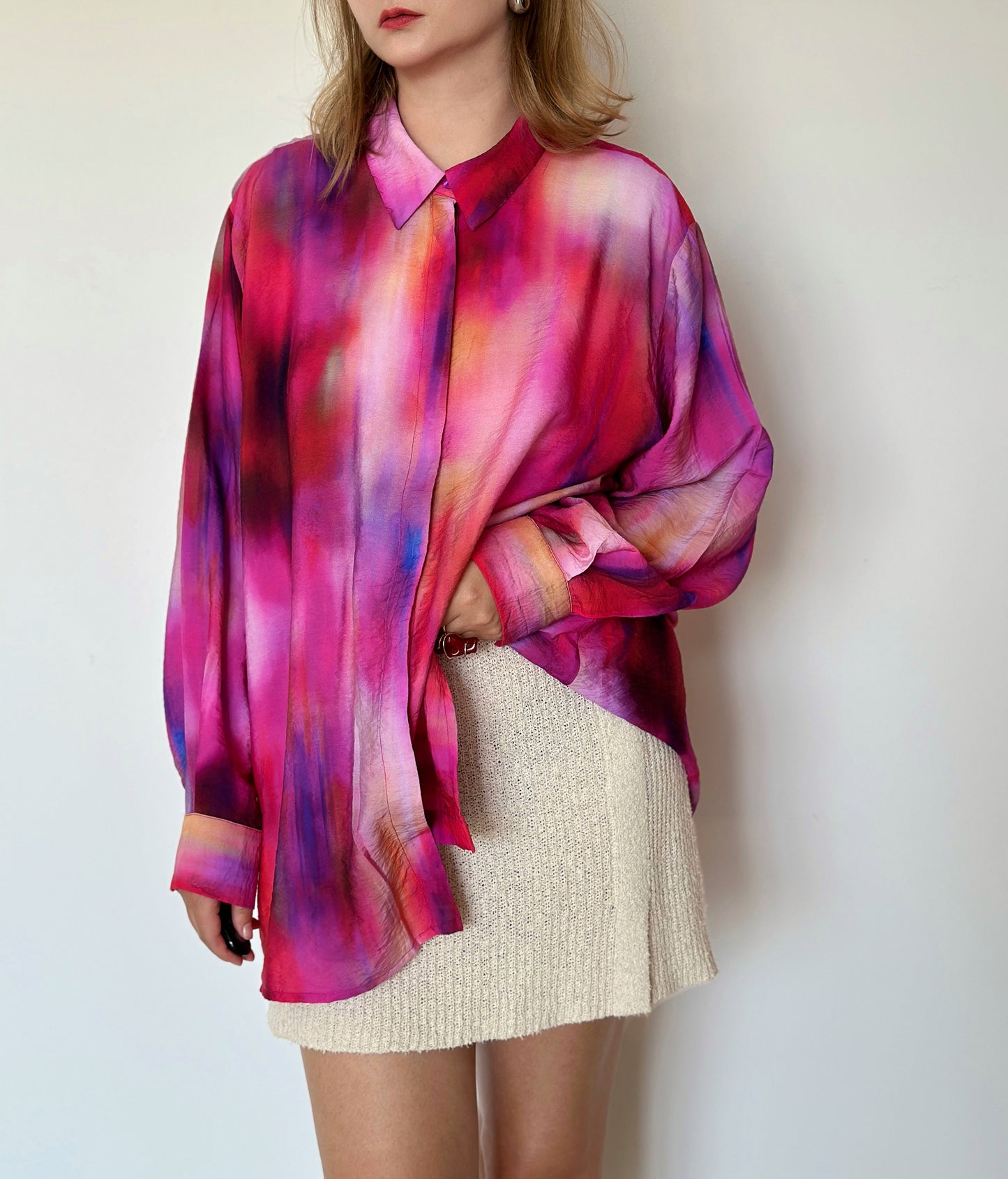 Amazing viscose pink oversized shirt