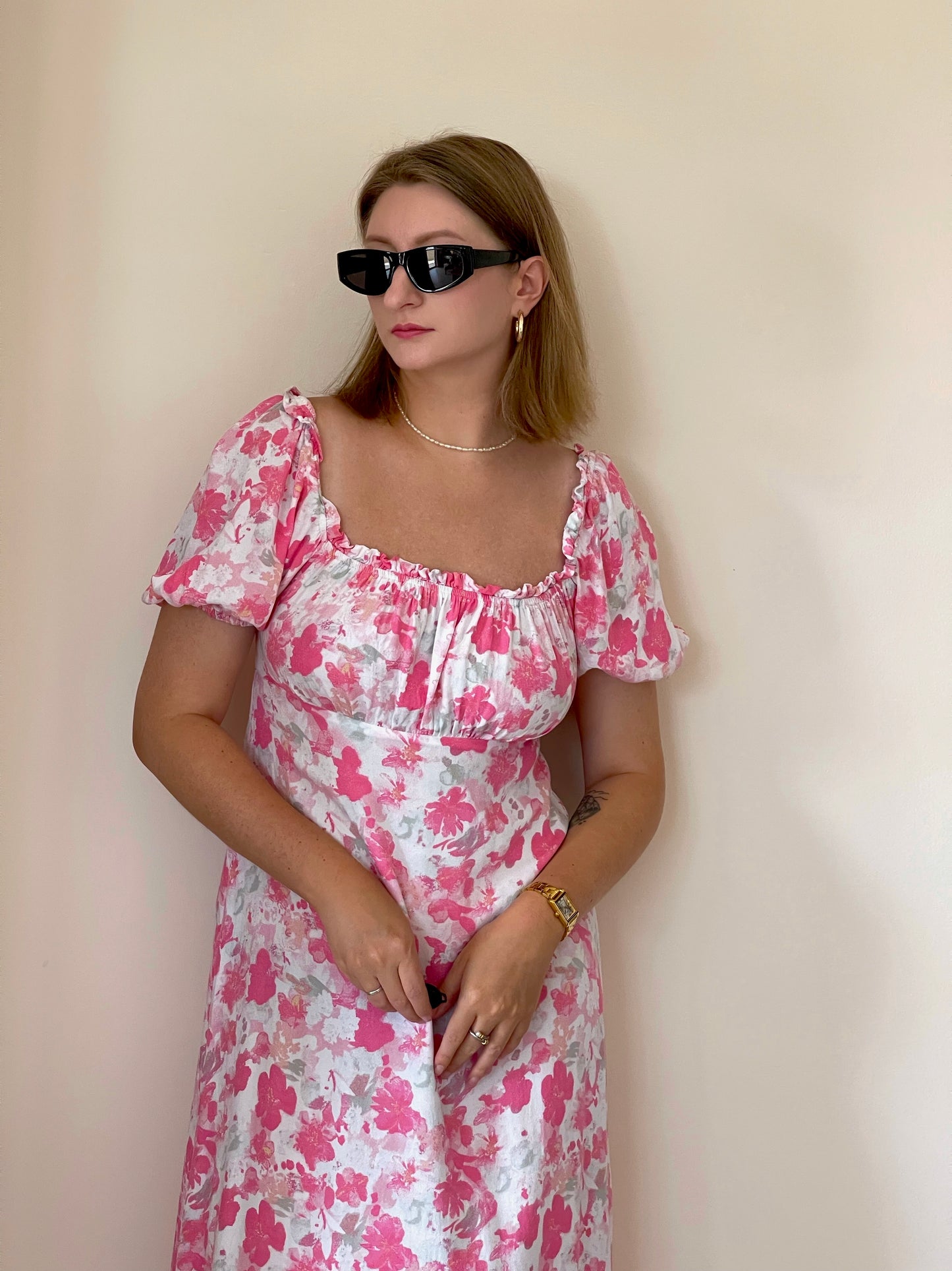 Cute light viscose dress with floral print