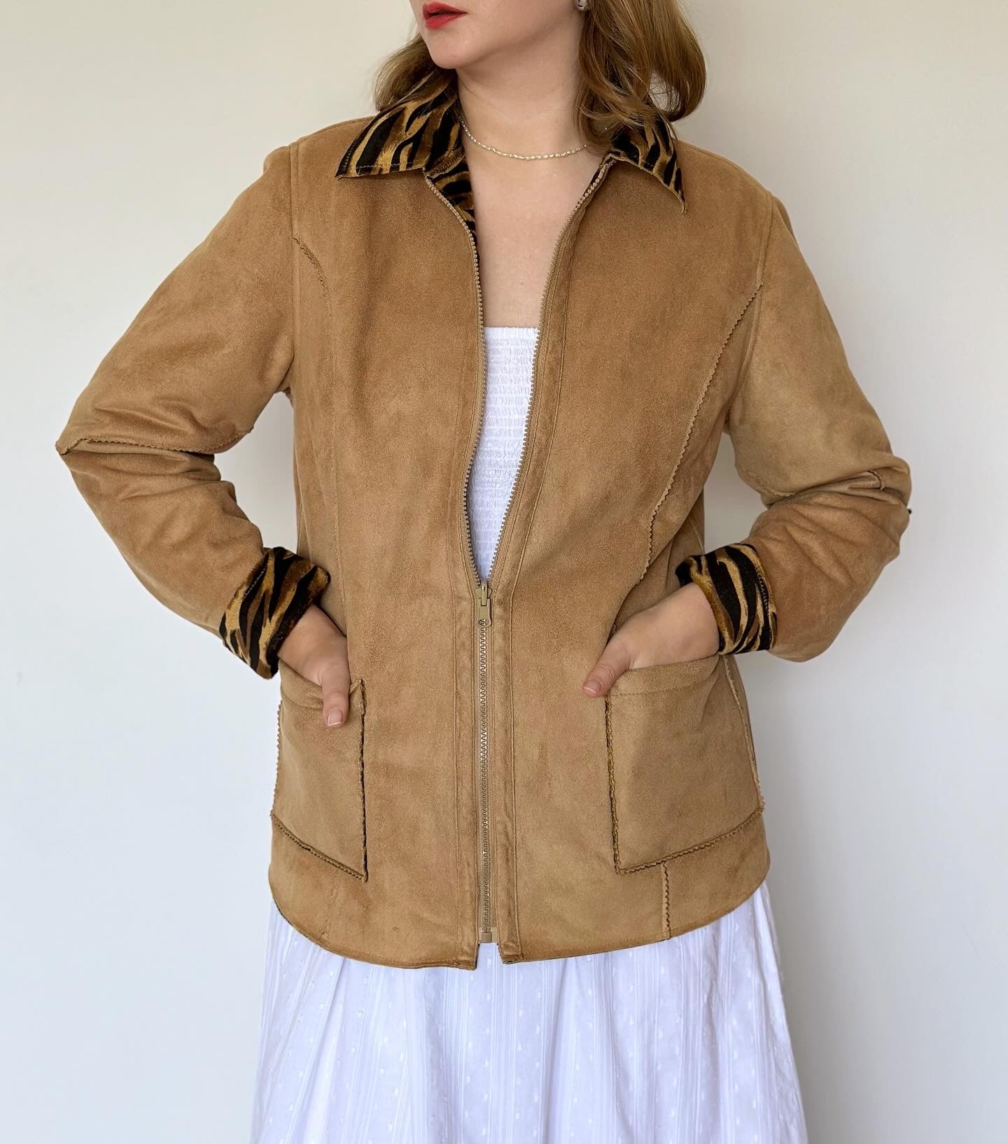 Vintage caramel jacket with 2 sides