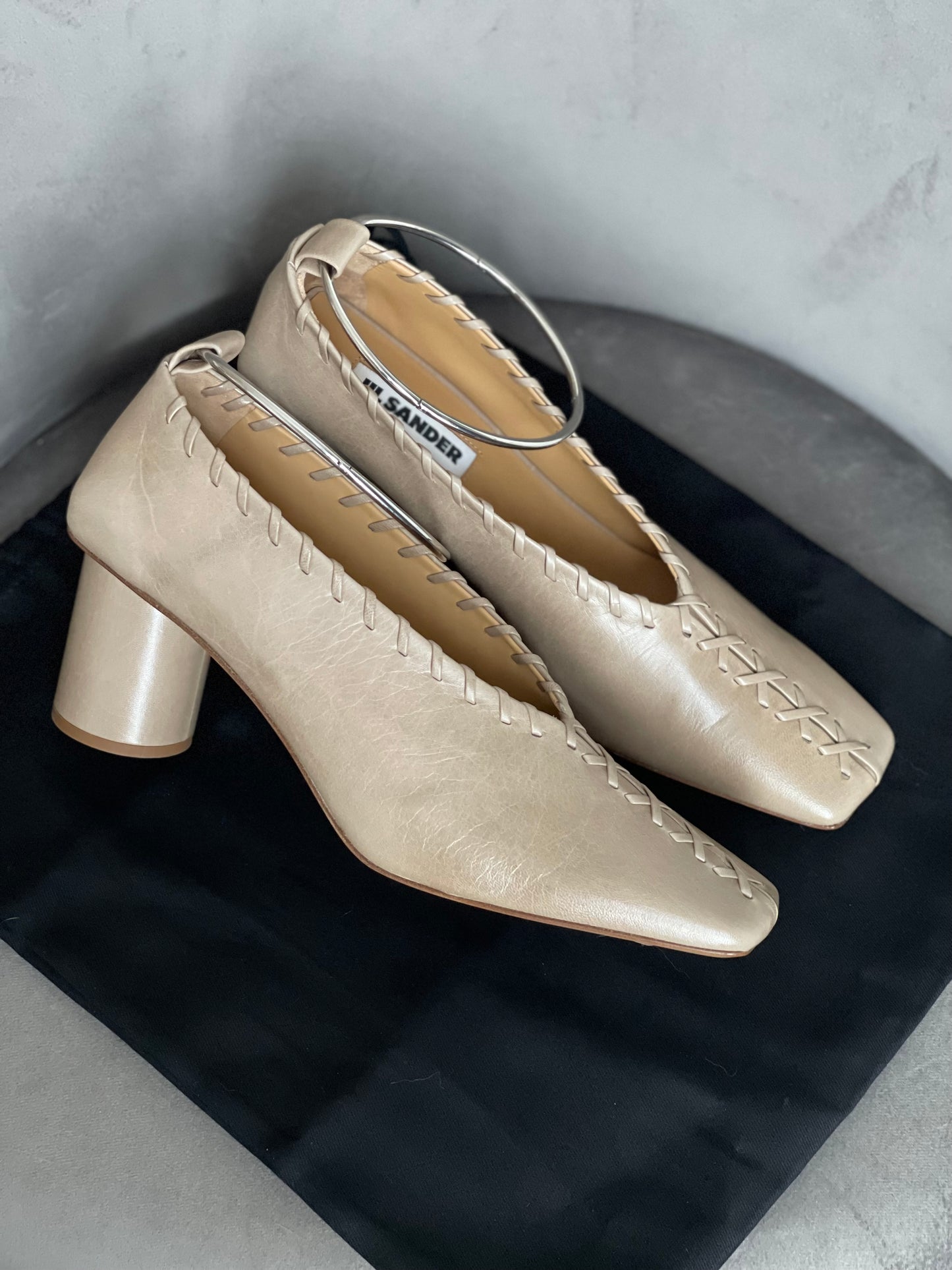 Jil Sander leather shoes with anklets