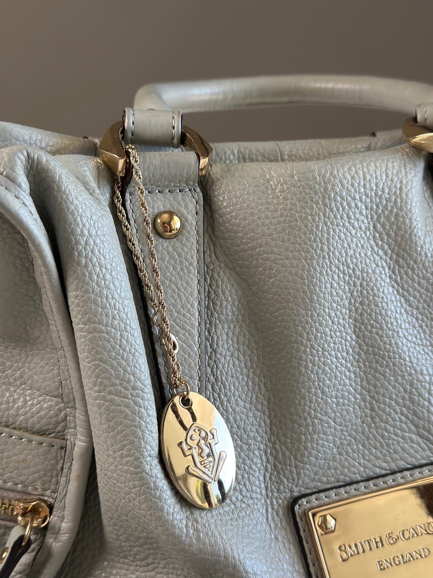 Elegant grey leather handbag from Smith & Canova (England)