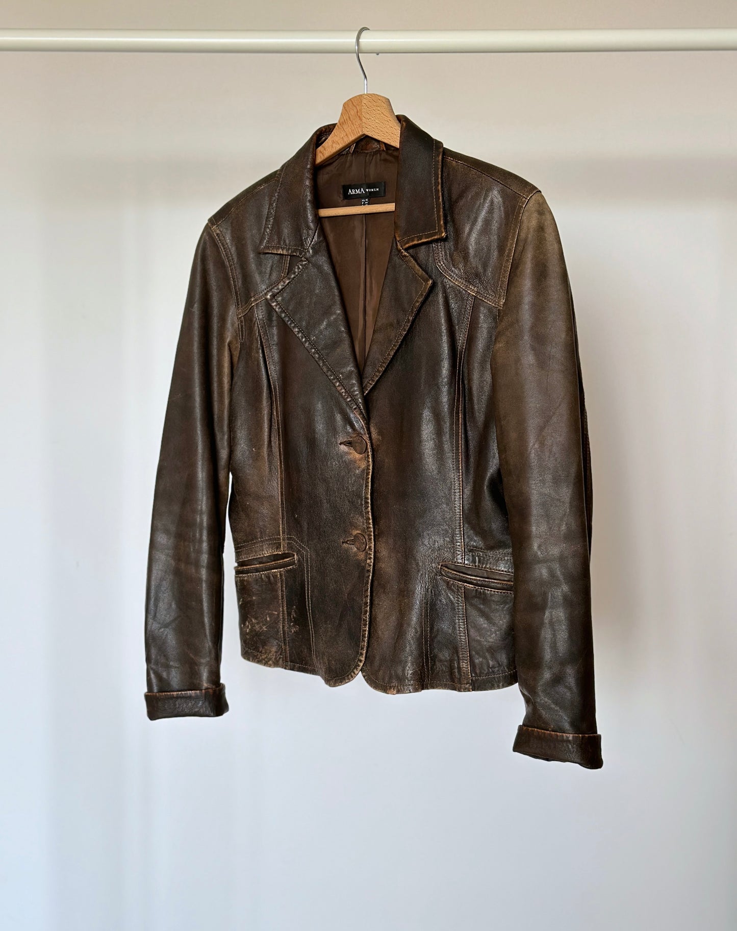 Trendy vintage distressed leather jacket