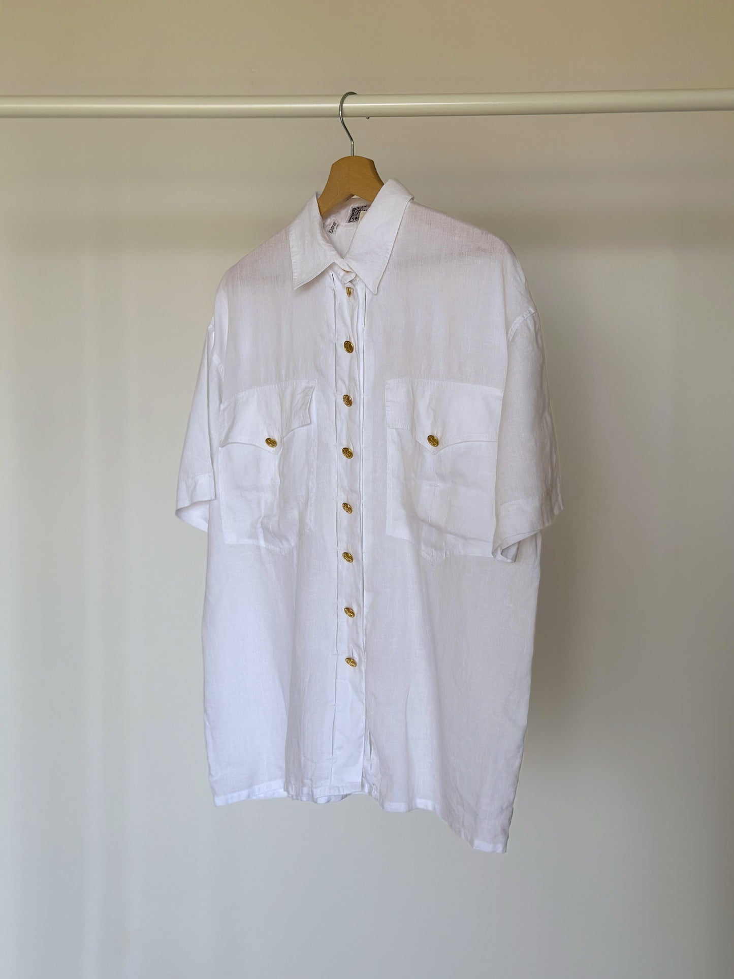 Vintage linen shirt with gold buttons