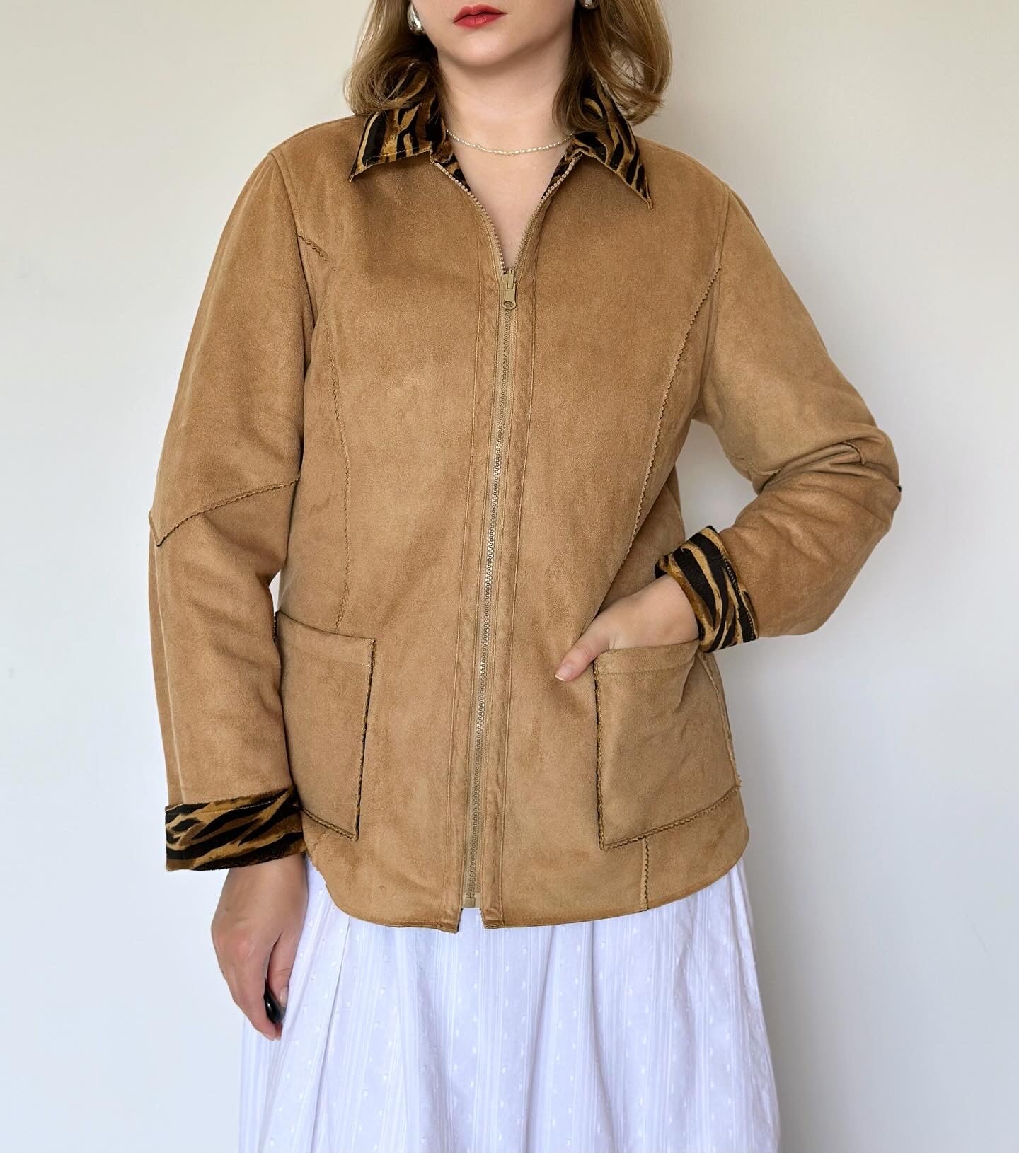 Vintage caramel jacket with 2 sides