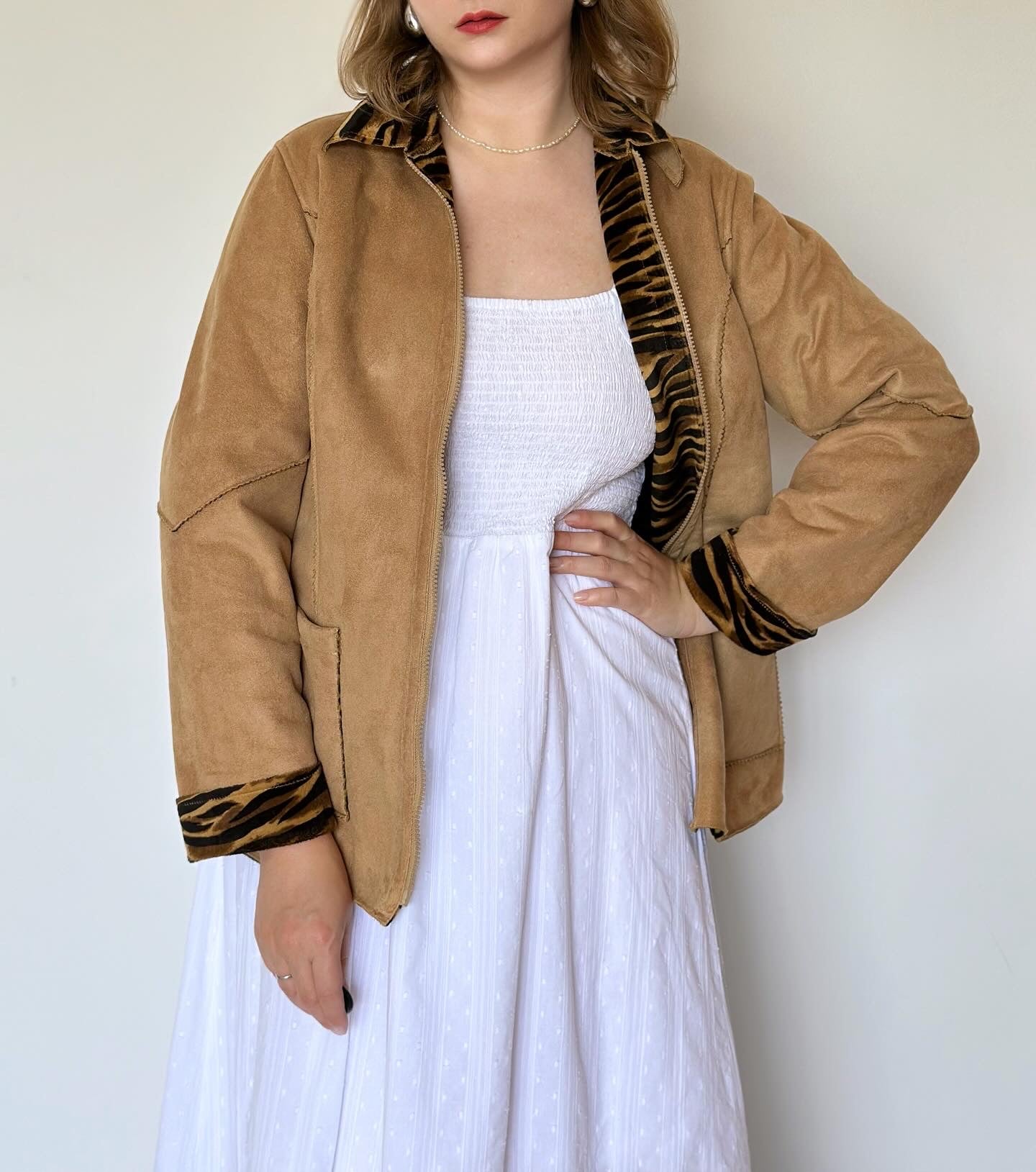 Vintage caramel jacket with 2 sides