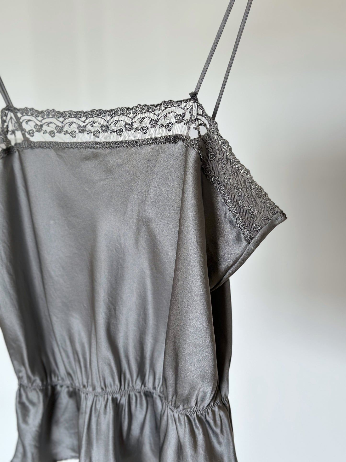 Vintage silk top with lace