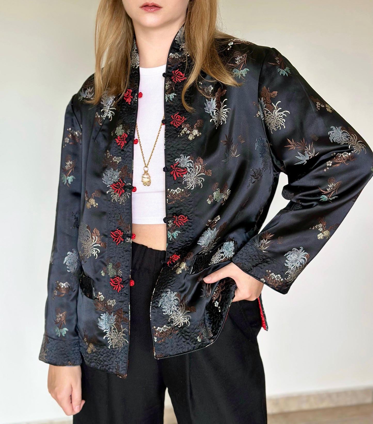 Stunning vintage silk reversible Asian jacket