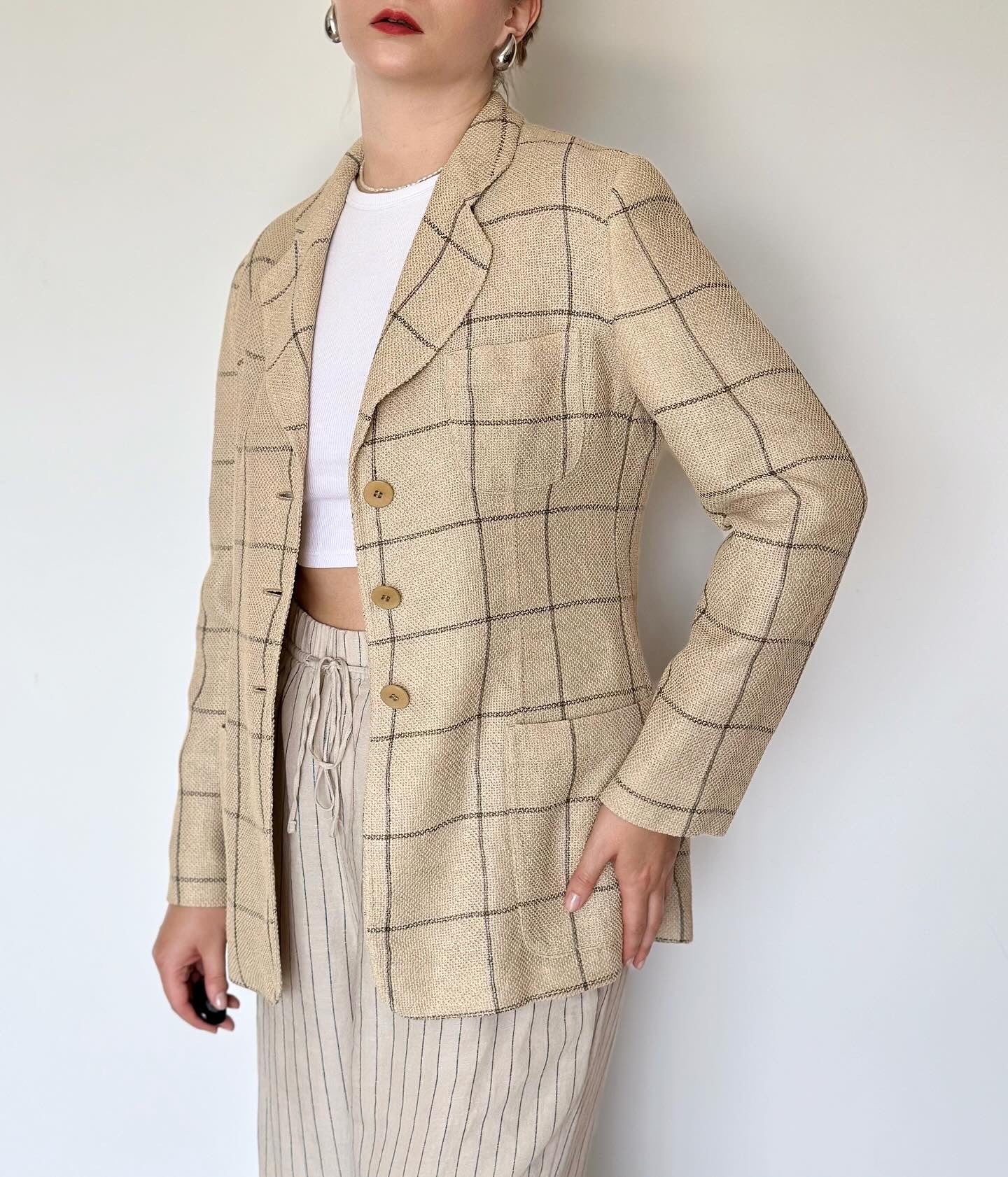 Vintage beige plaid blazer by Mani (Giorgio Armani line)