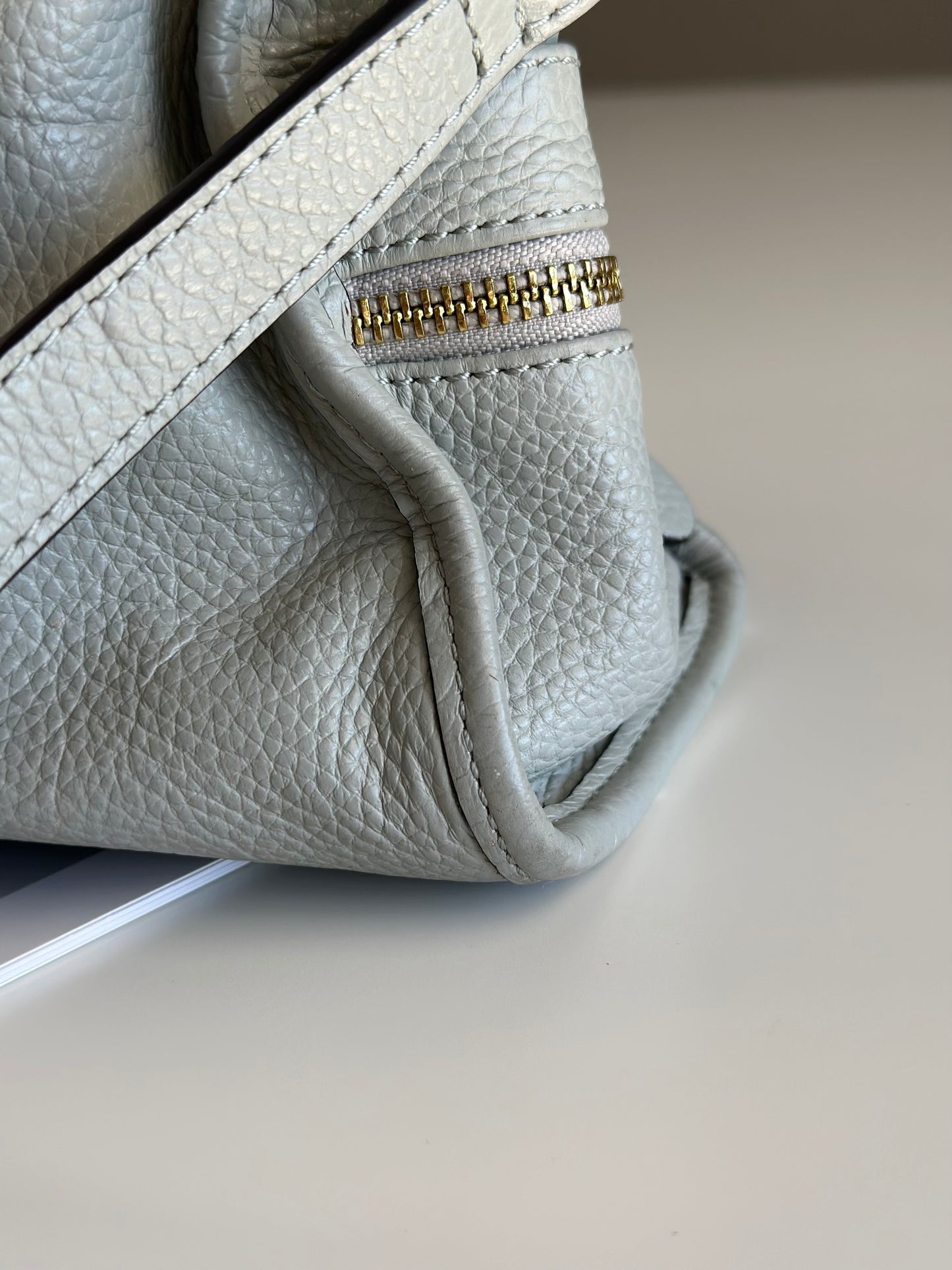 Elegant grey leather handbag from Smith & Canova (England)