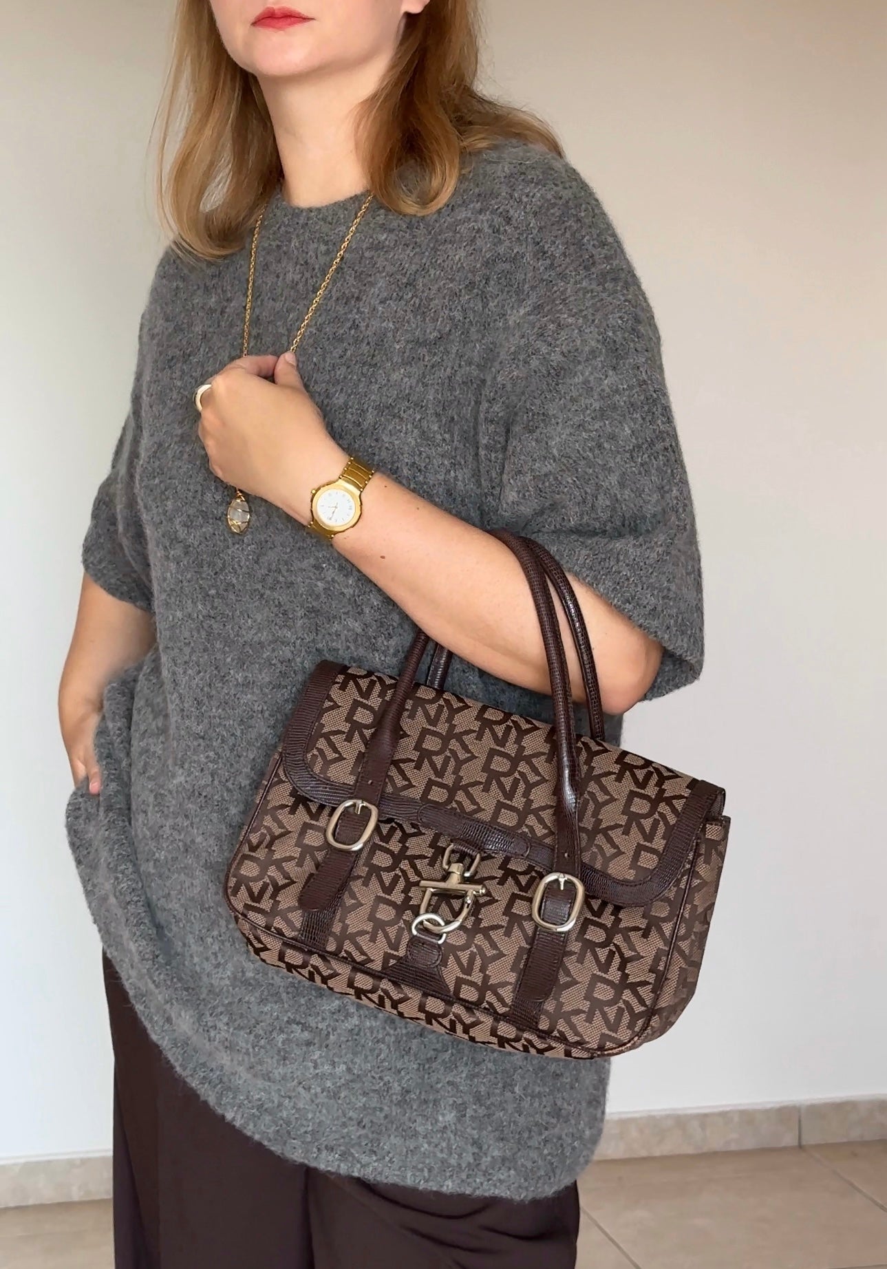 Vintage brown monogram bag DKNY