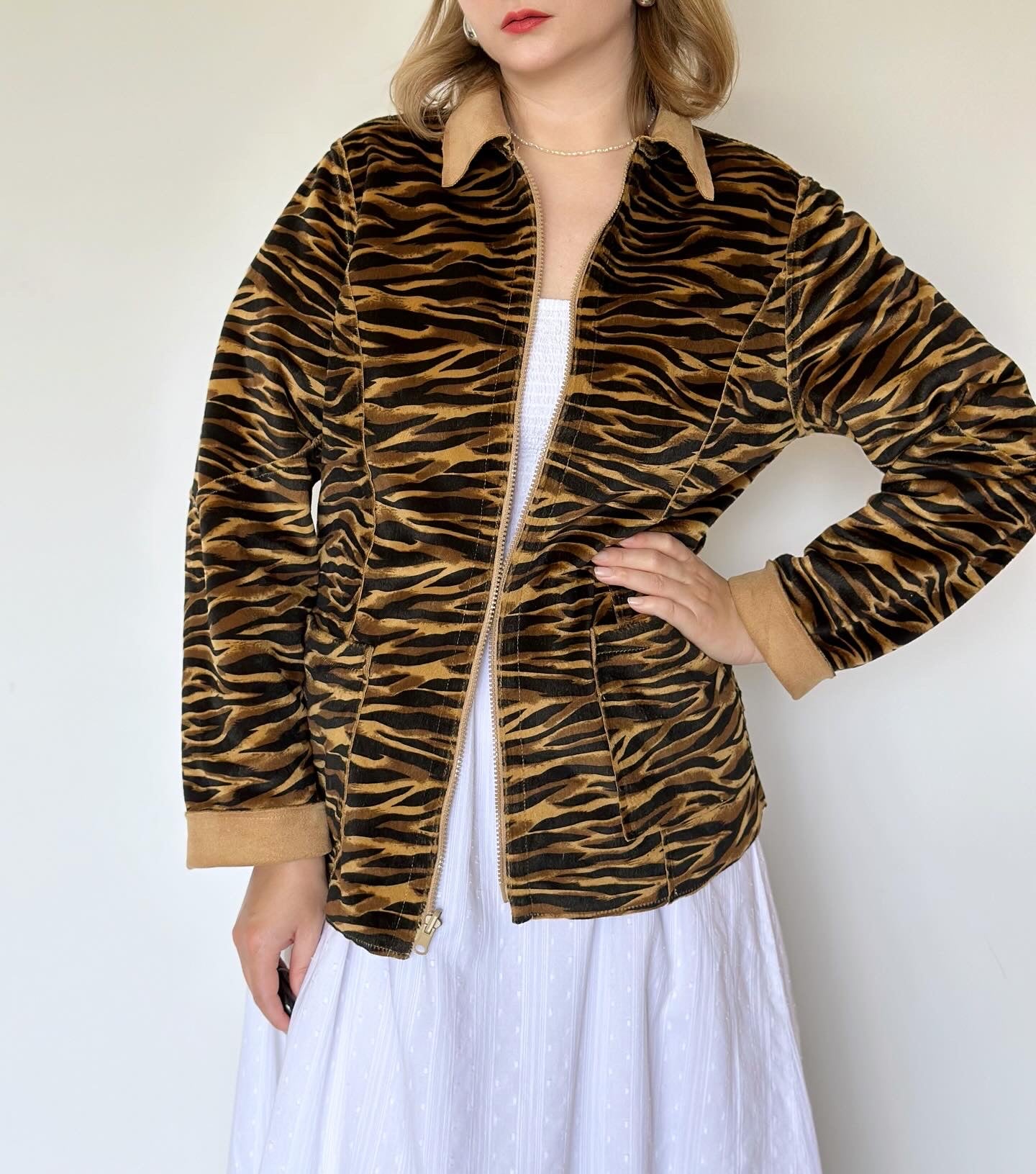 Vintage caramel jacket with 2 sides