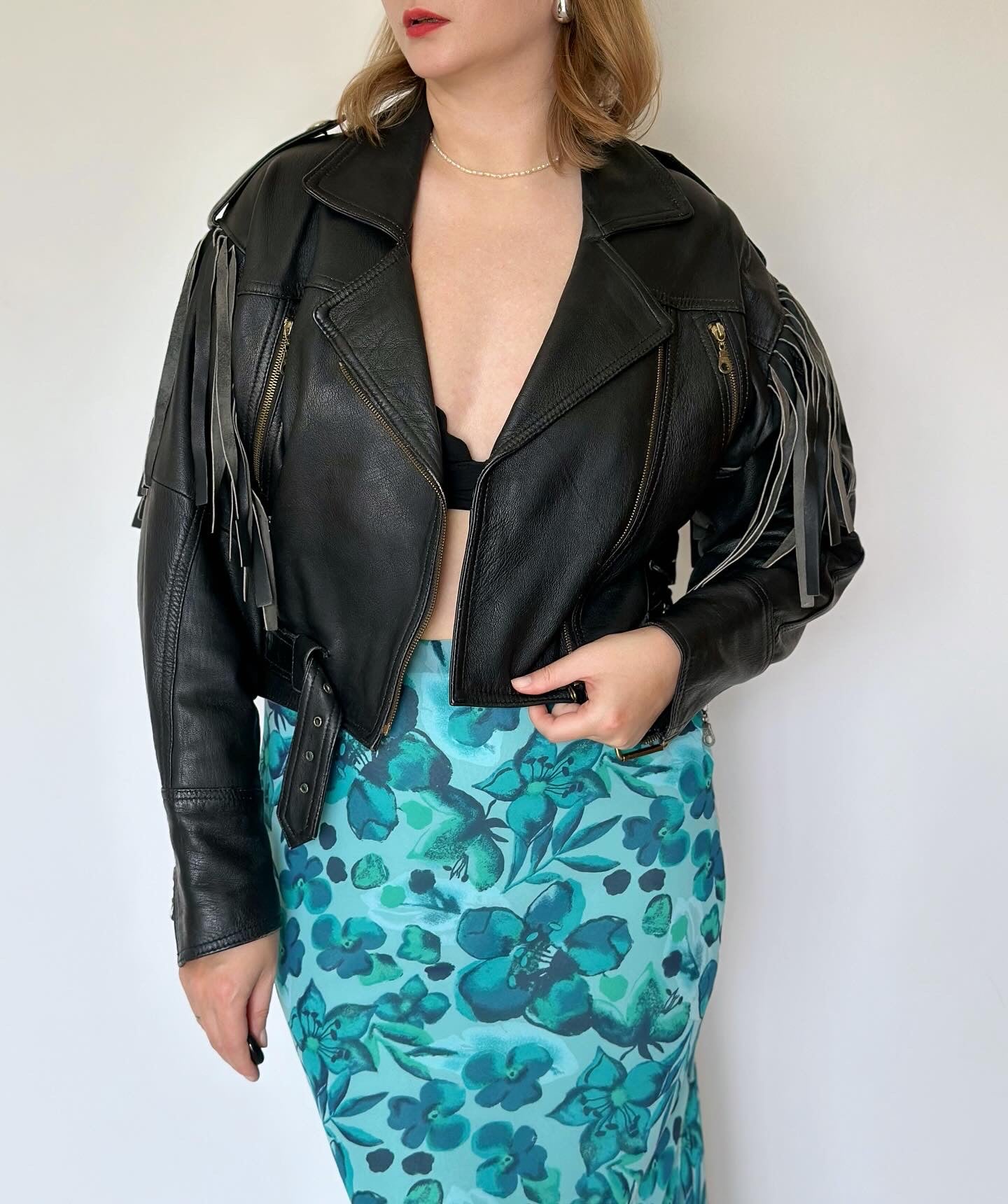 Stunning vintage leather jacket with fringe