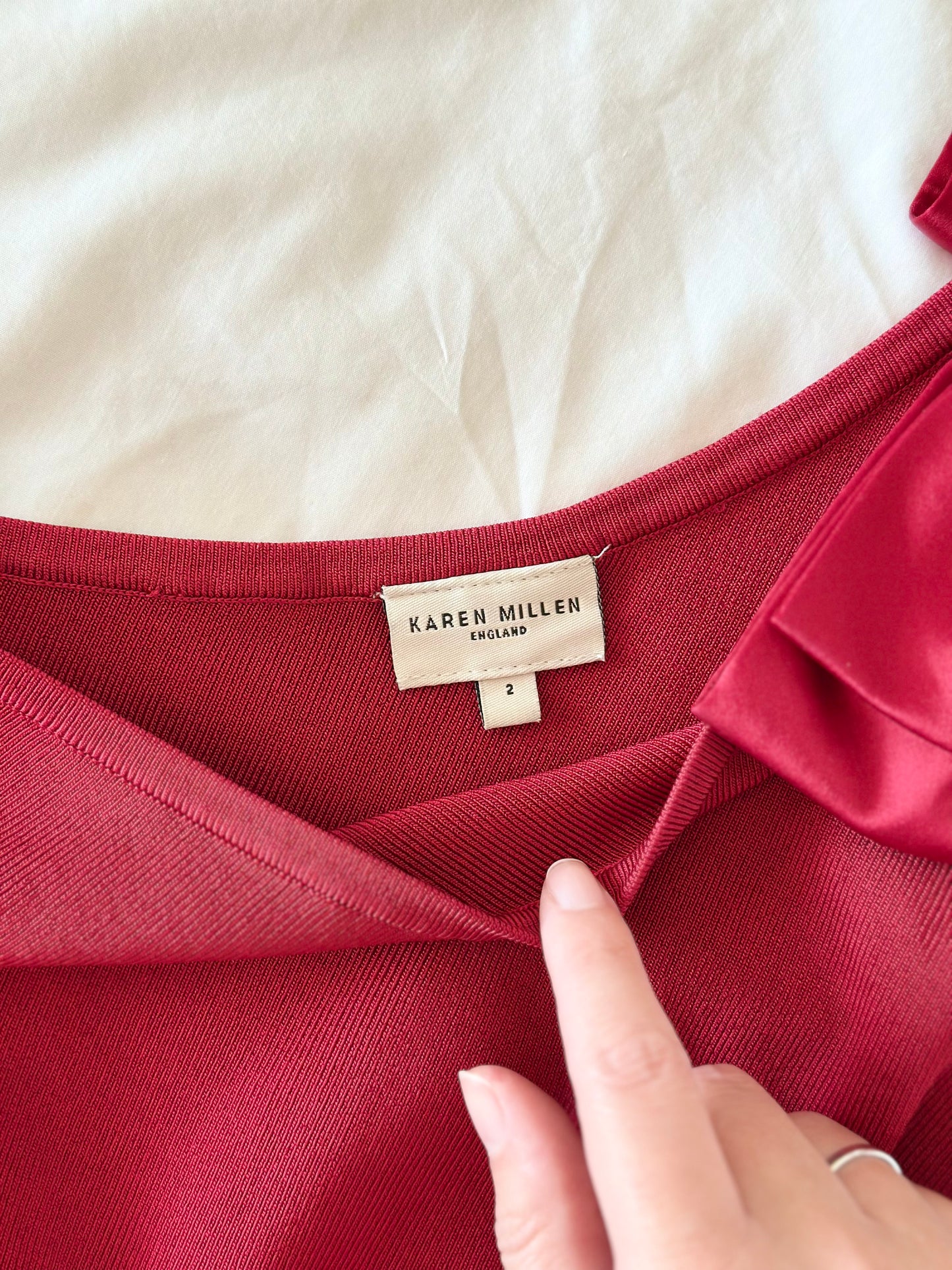 Incredible vintage red top with bow by Karen Millen
