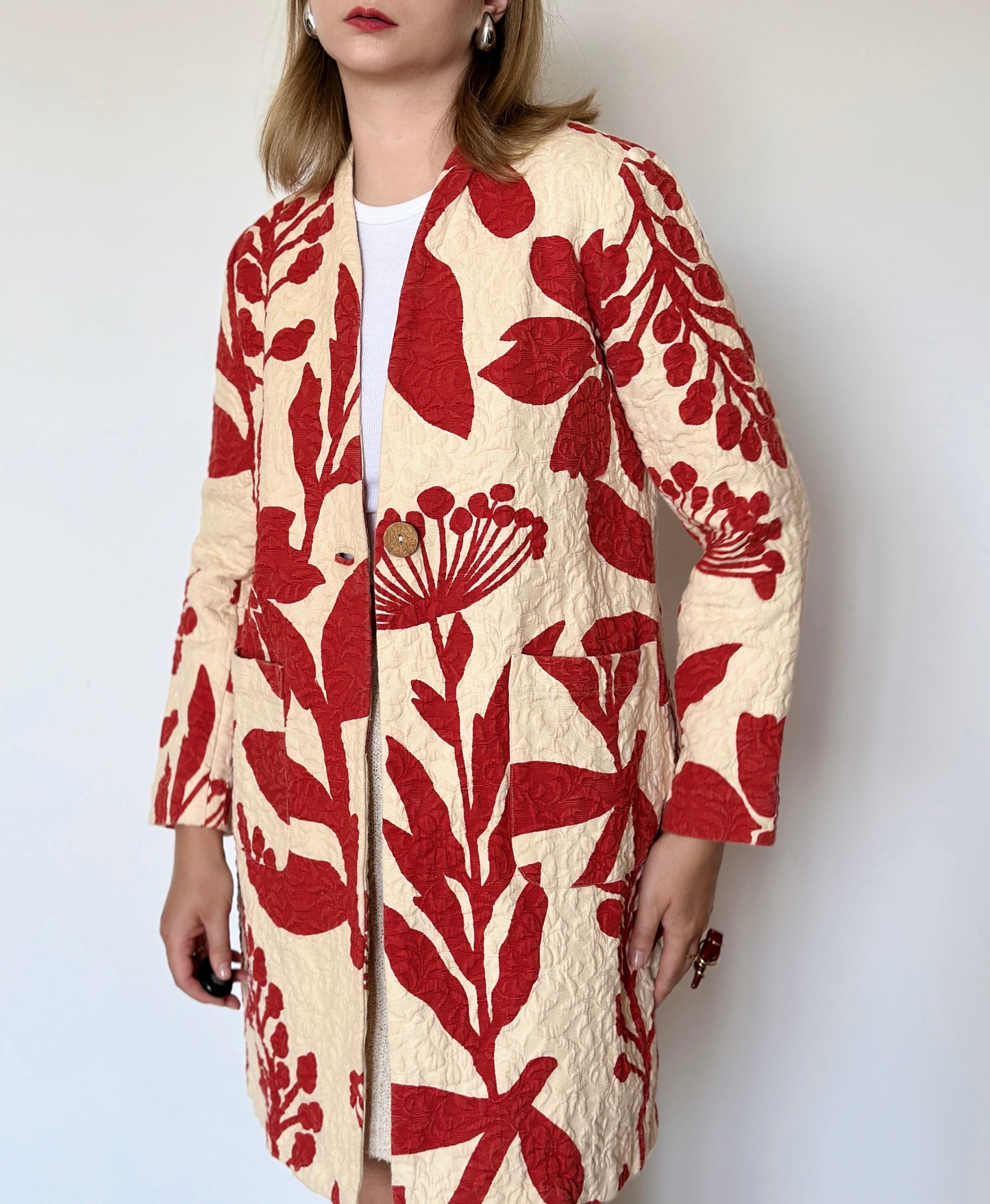 Stunning printed long cotton jacket