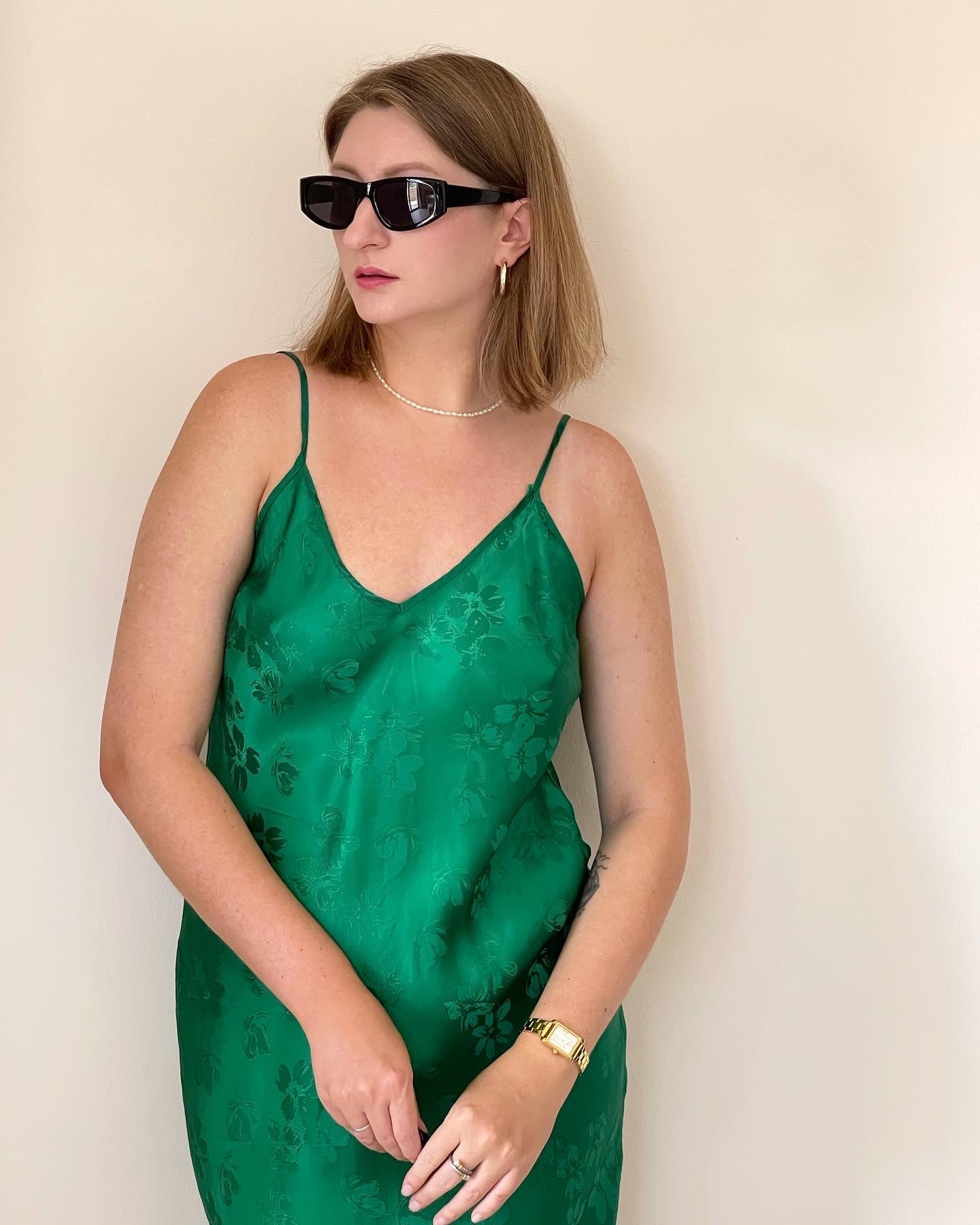 Amazing long slip dress in a silky viscose jacquard weave fabric