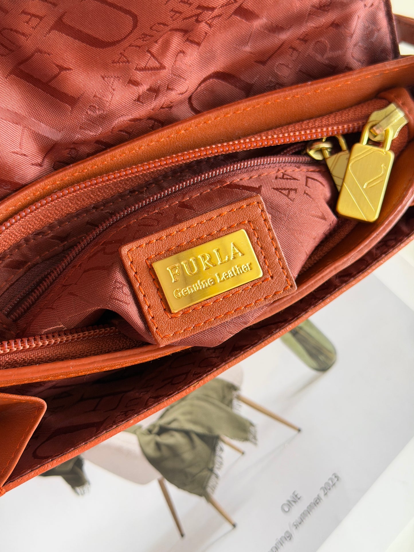 Authentic vintage Furla baguette bag