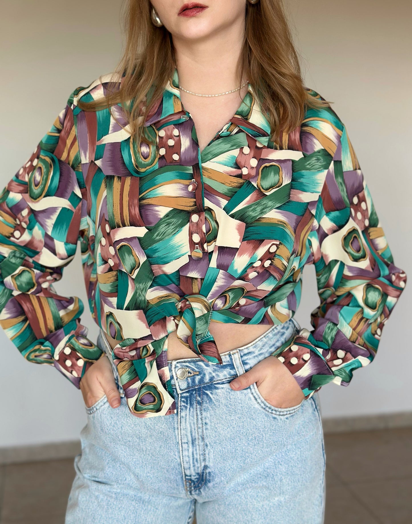Vintage blouse with abstract print