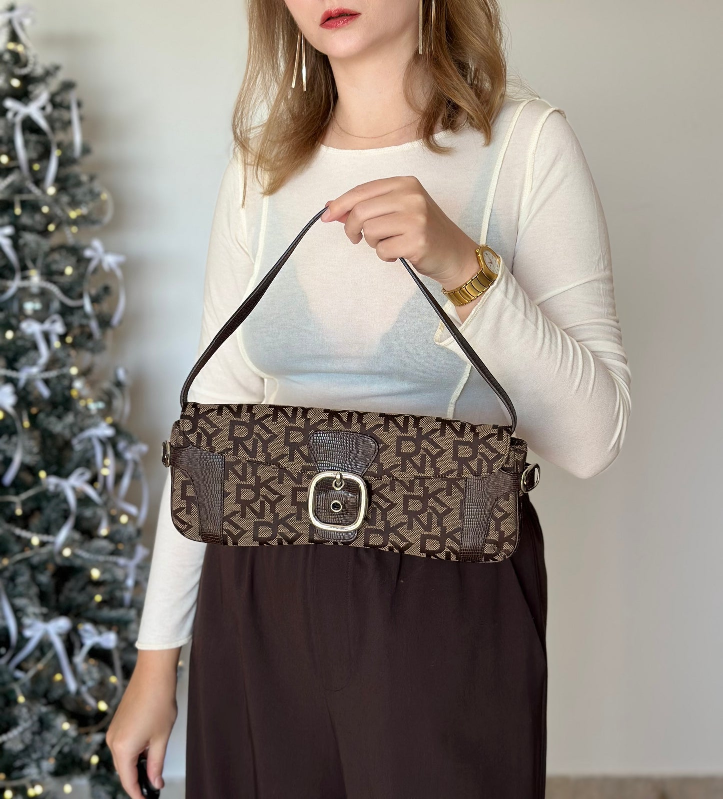 Stylish vintage baguette bag DKNY (late 90s - 2000s era)