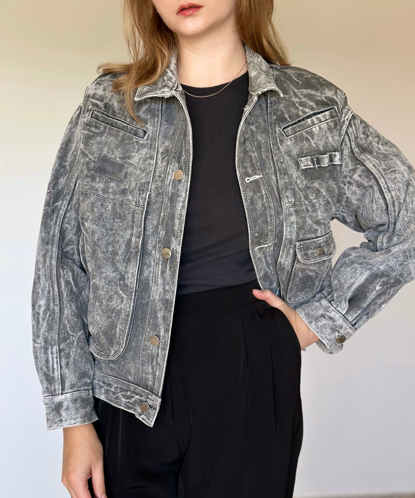 Stunning vintage grey denim jacket