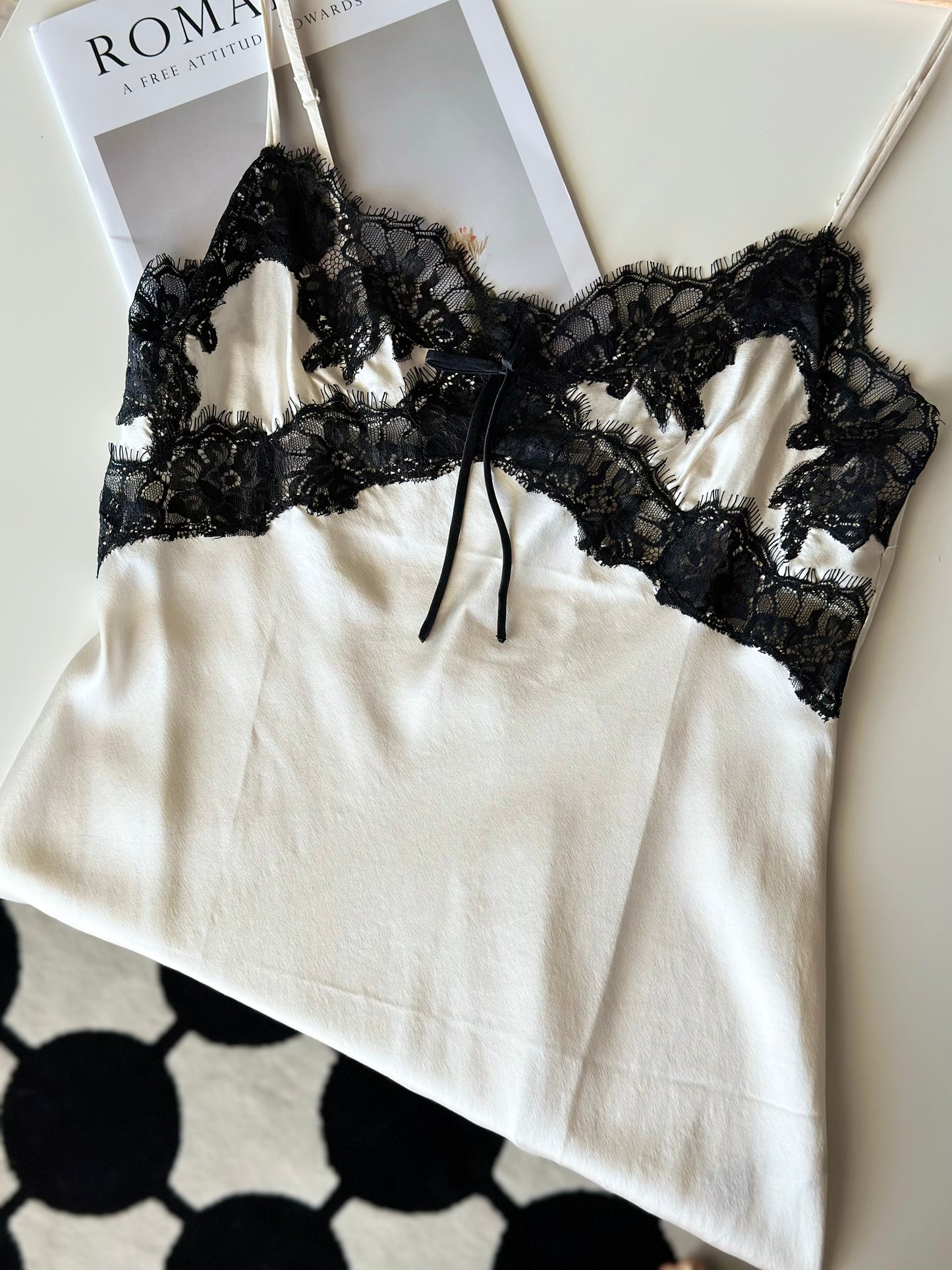 A beautiful silk ivory night dress with lace