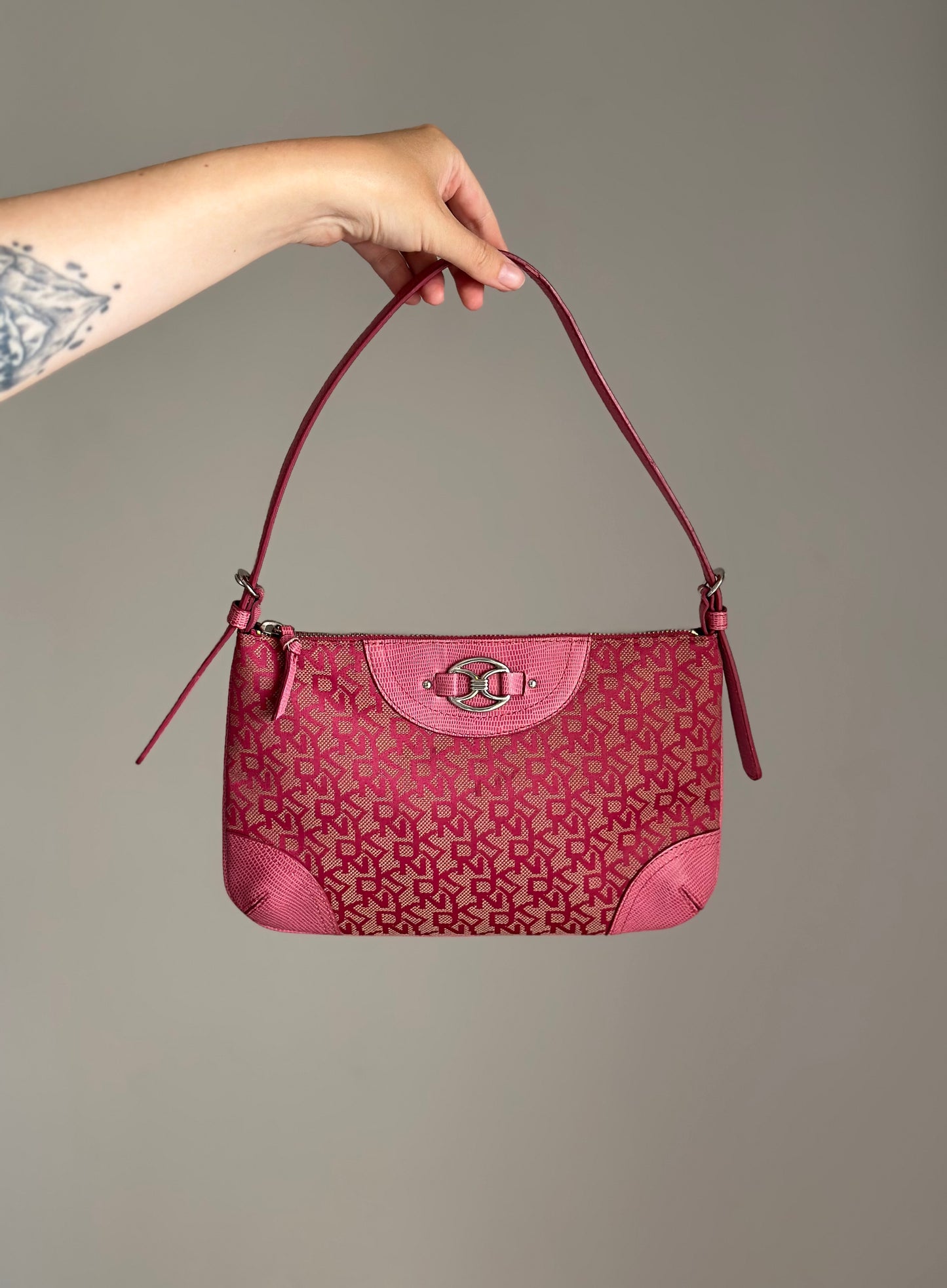 Vintage pink DKNY baguette bag