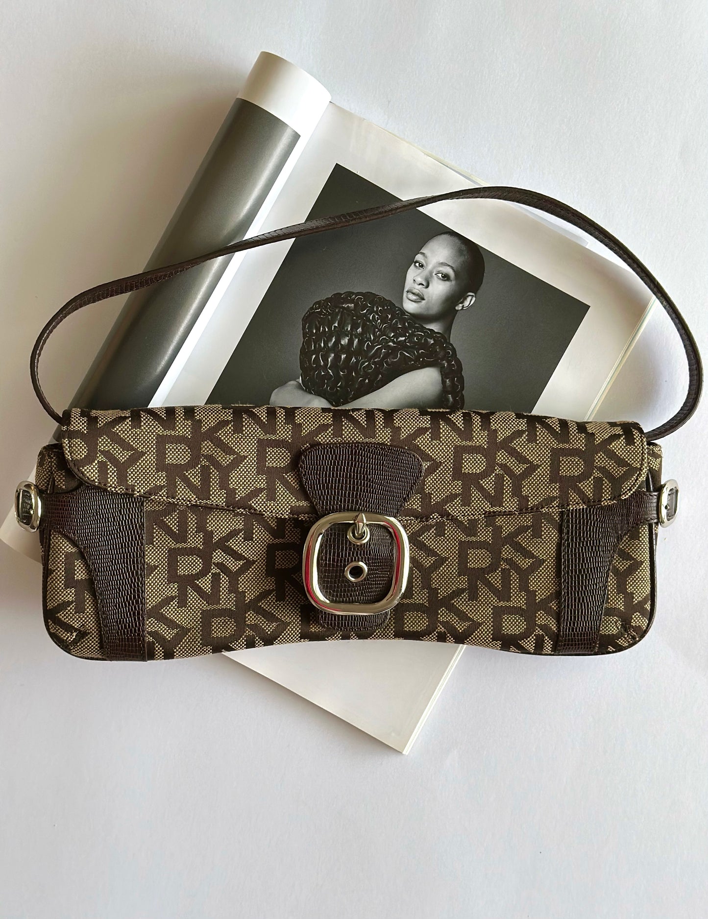 Stylish vintage baguette bag DKNY (late 90s - 2000s era)