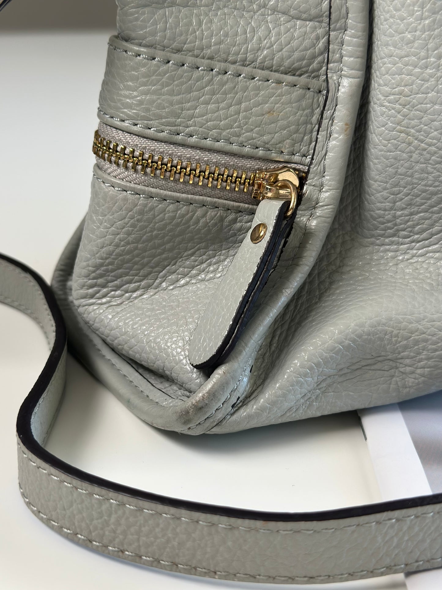 Elegant grey leather handbag from Smith & Canova (England)