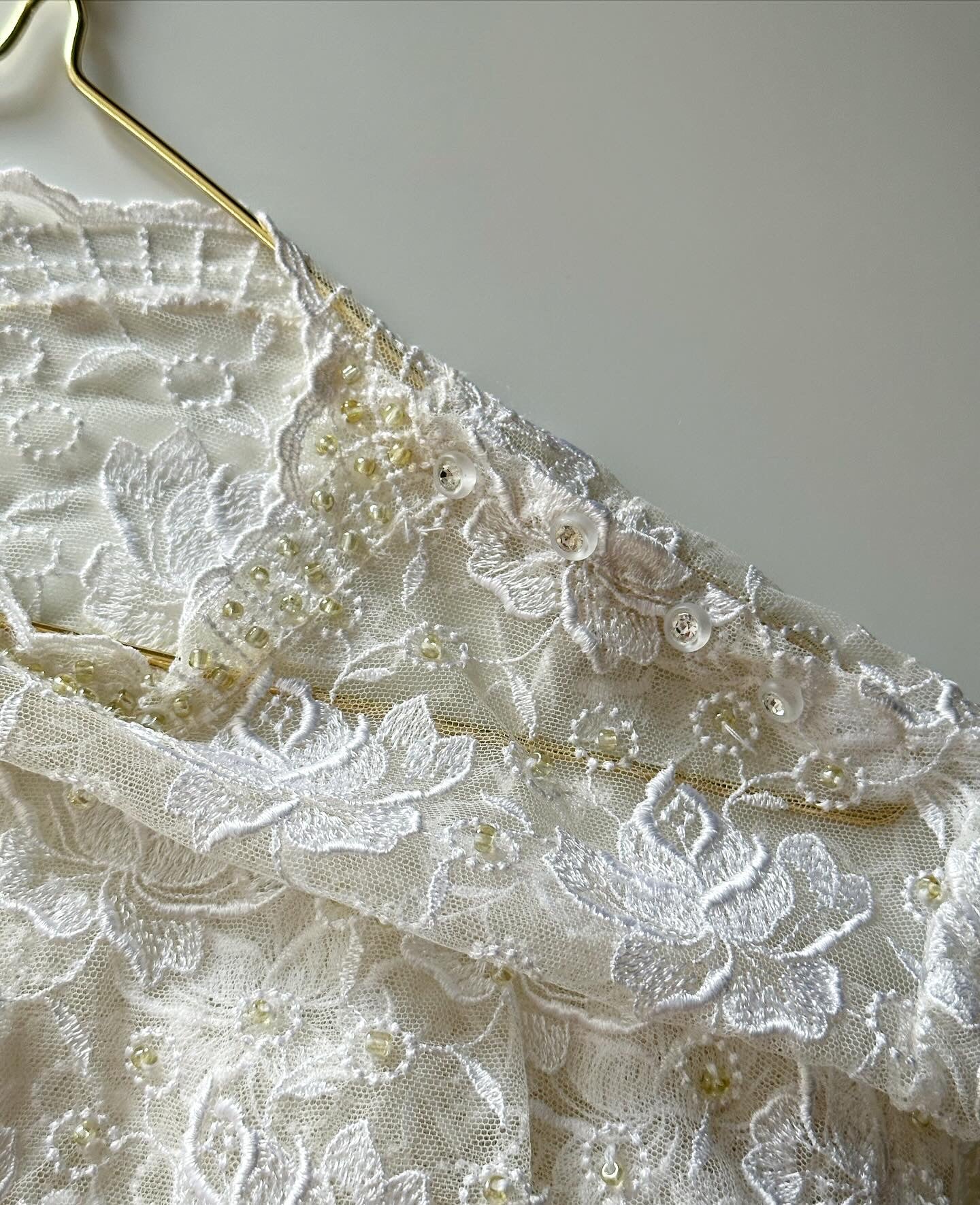 Beautiful vintage lace blouse with flowers and beads