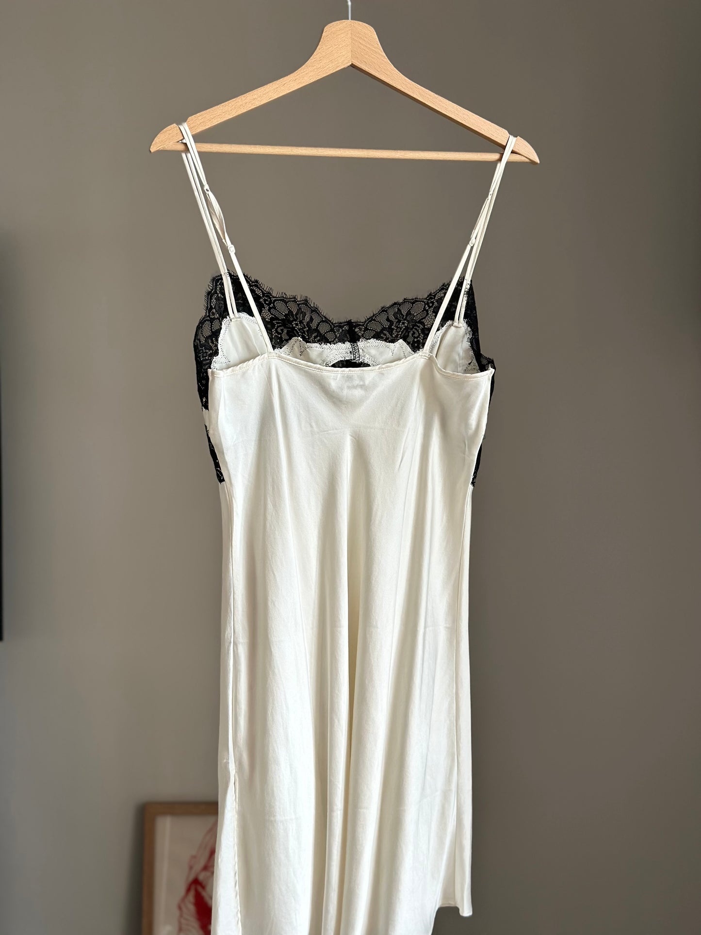 A beautiful silk ivory night dress with lace