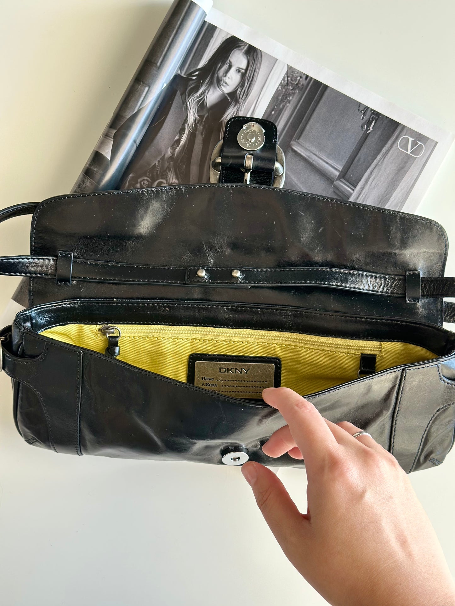 Authentic leather vintage DKNY bag from 2000s