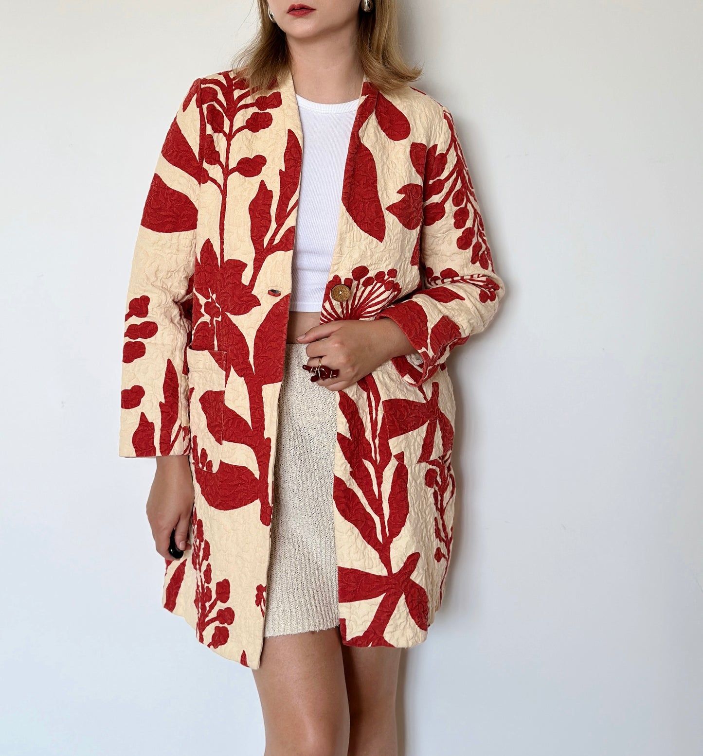 Stunning printed long cotton jacket