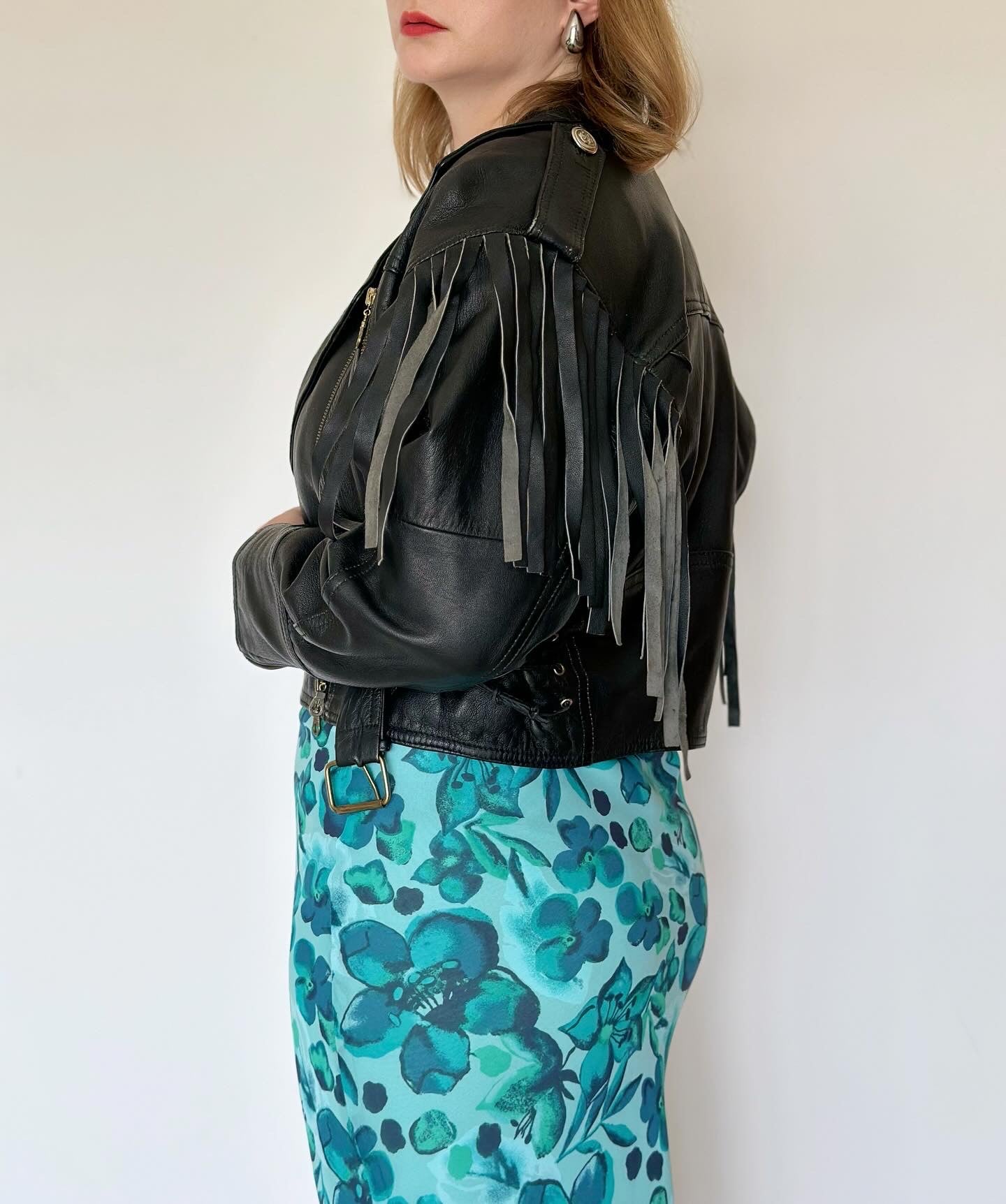Stunning vintage leather jacket with fringe