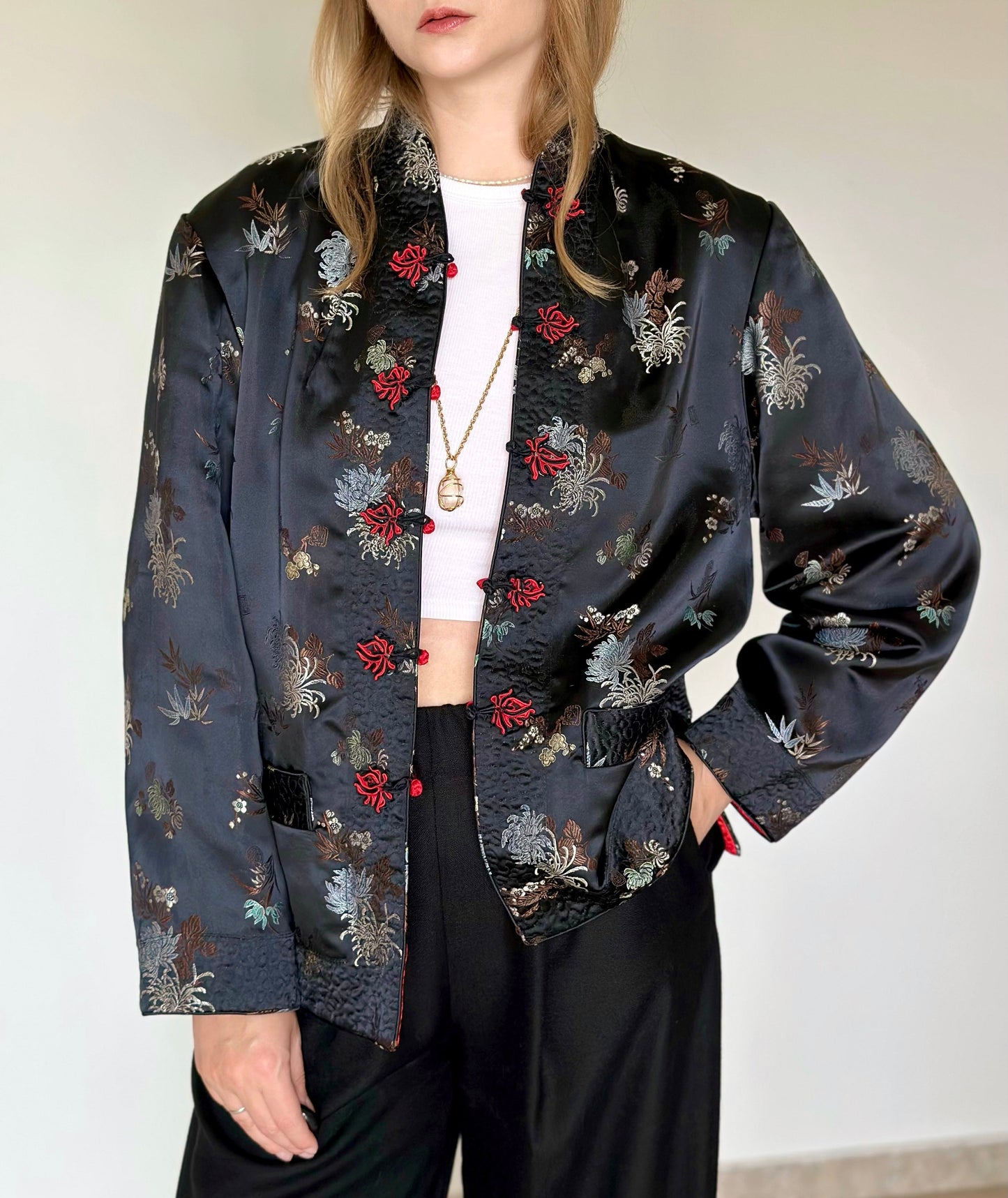 Stunning vintage silk reversible Asian jacket