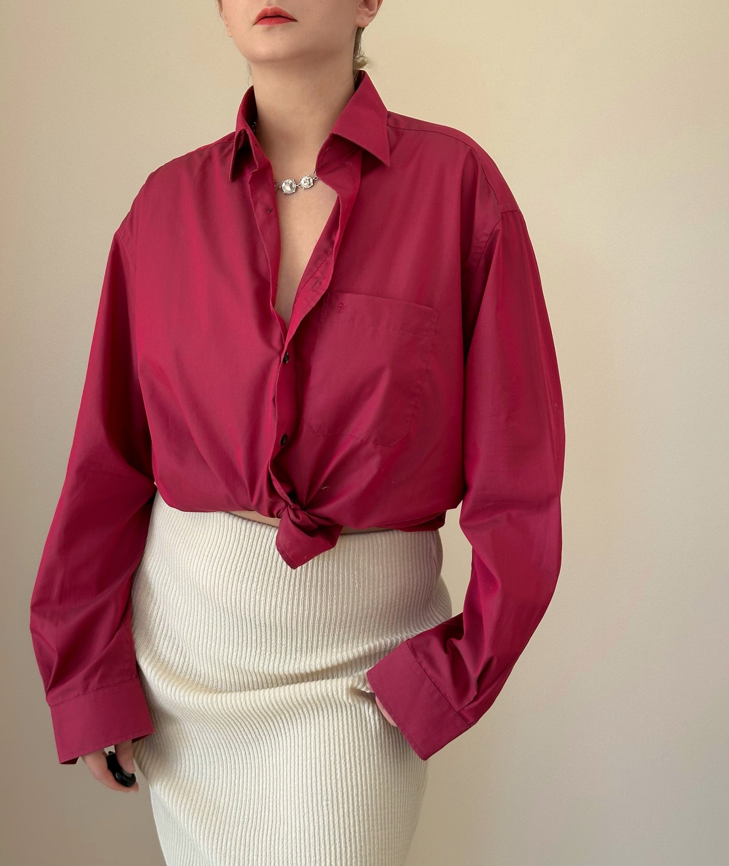 Beautiful vintage men's shirt made of a thin cotton fabric with a light sheen
