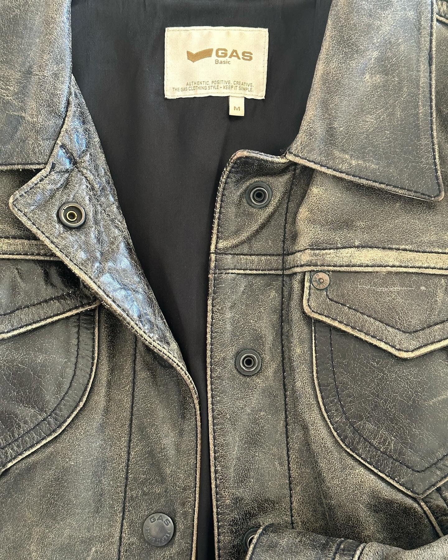 Trendy vintage distressed leather jacket Gas